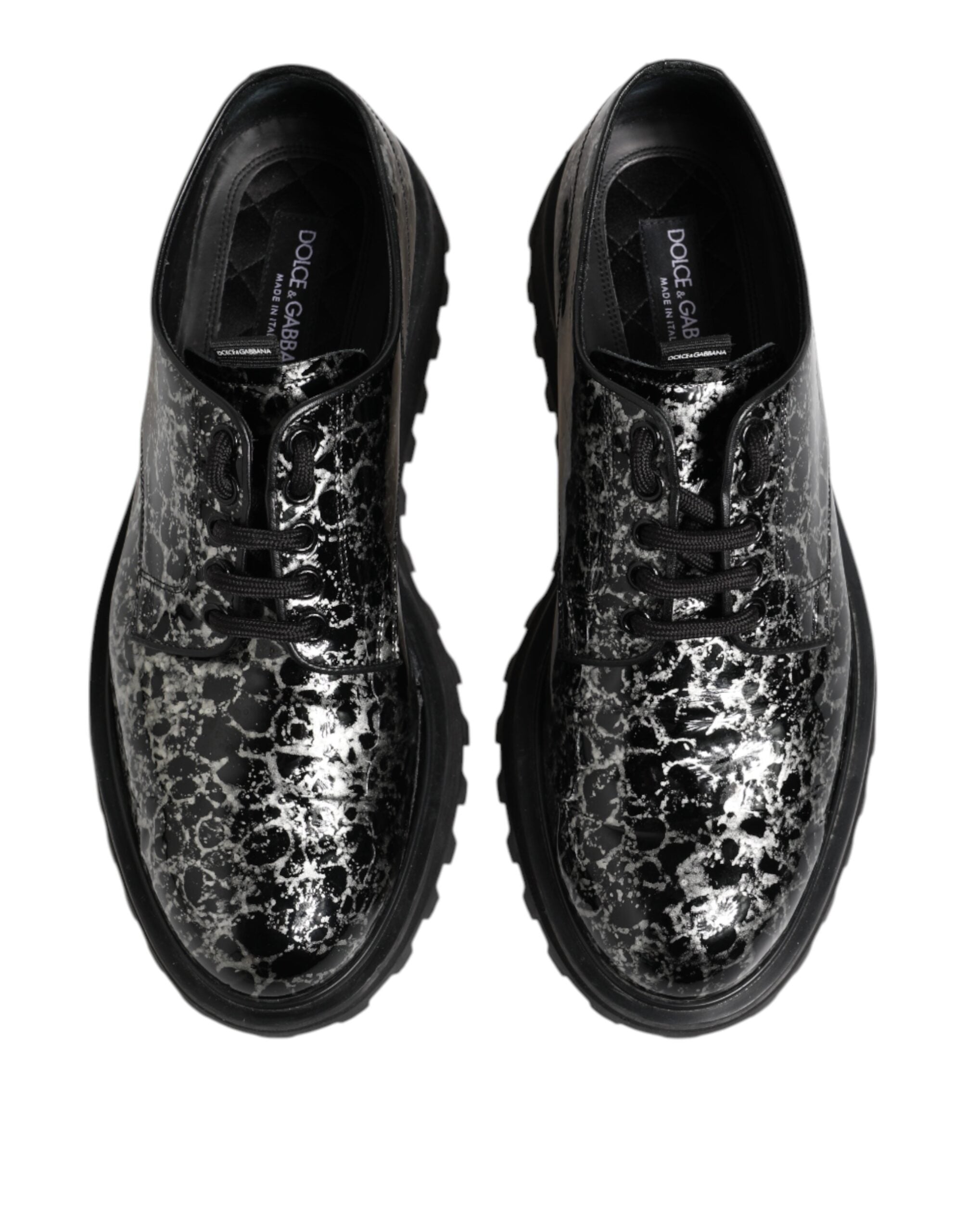 Dolce &amp; Gabbana Sorte Hvide Kalveskinds Chunky Derby Sko