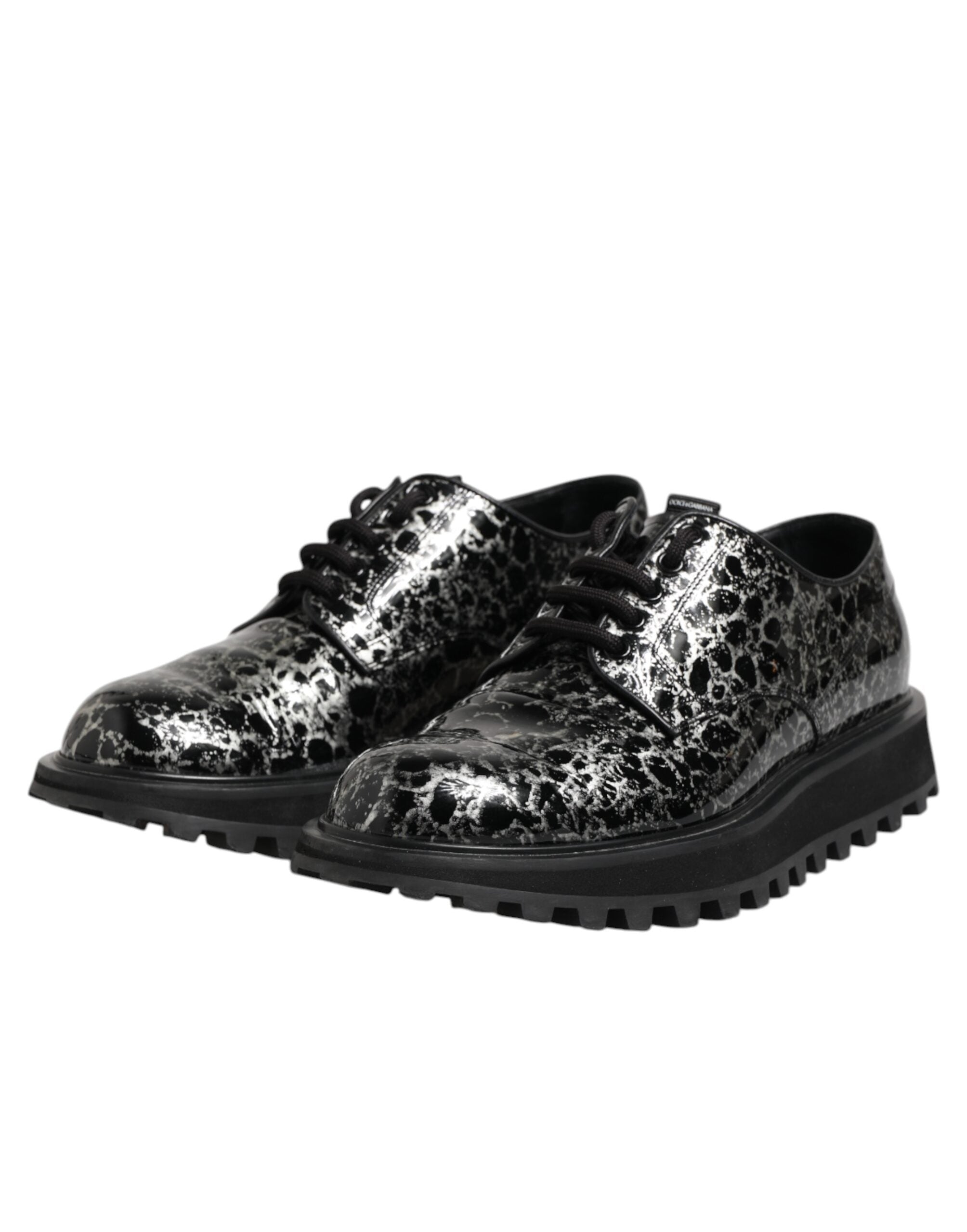 Dolce &amp; Gabbana Sorte Hvide Kalveskinds Chunky Derby Sko