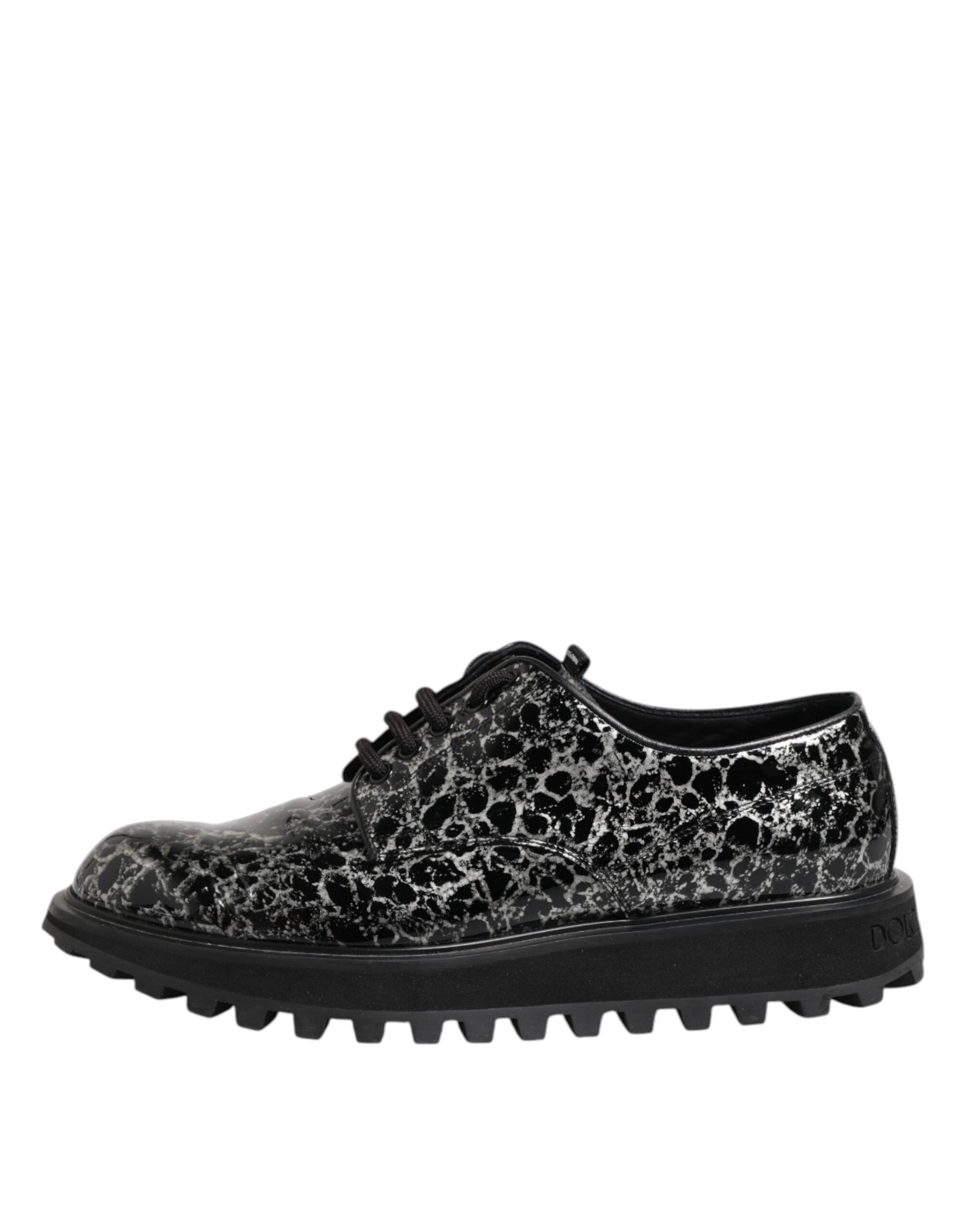 Dolce &amp; Gabbana Sorte Hvide Kalveskinds Chunky Derby Sko