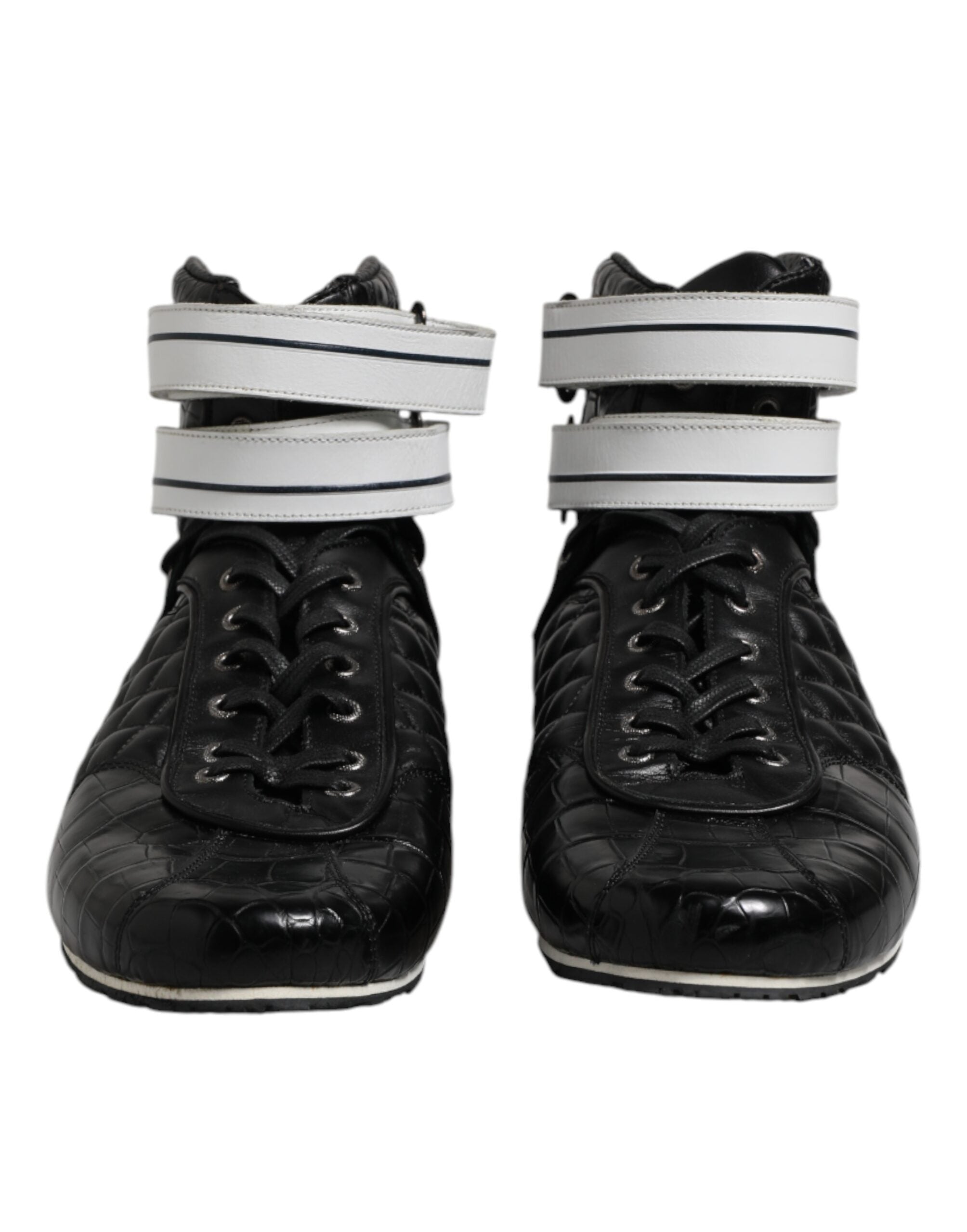 Dolce &amp; Gabbana Sorte Quiltede Læder Sneakers Sko Med Snøre