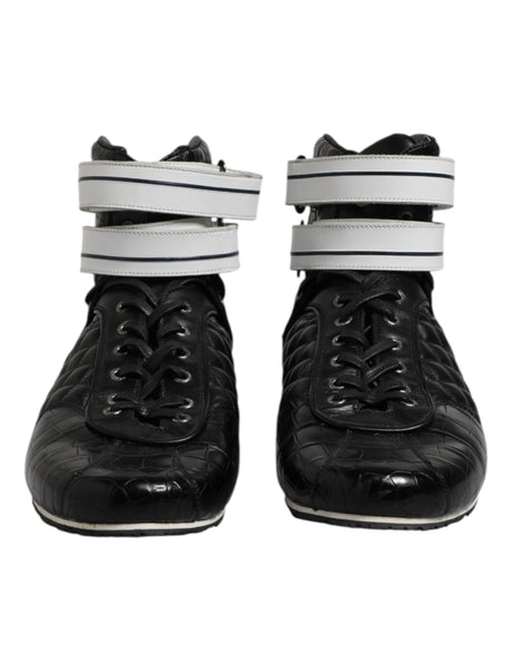 Dolce &amp; Gabbana Sorte Quiltede Læder Sneakers Sko Med Snøre