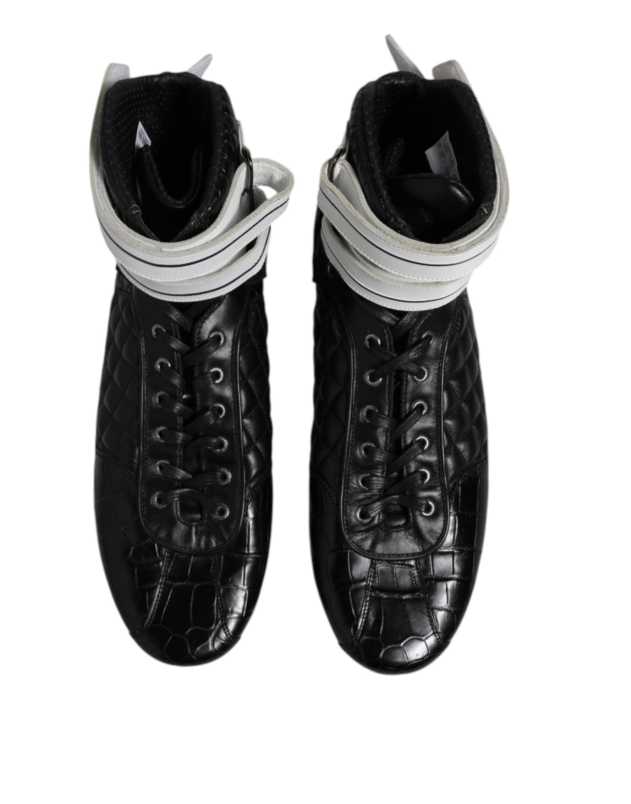Dolce &amp; Gabbana Sorte Quiltede Læder Sneakers Sko Med Snøre