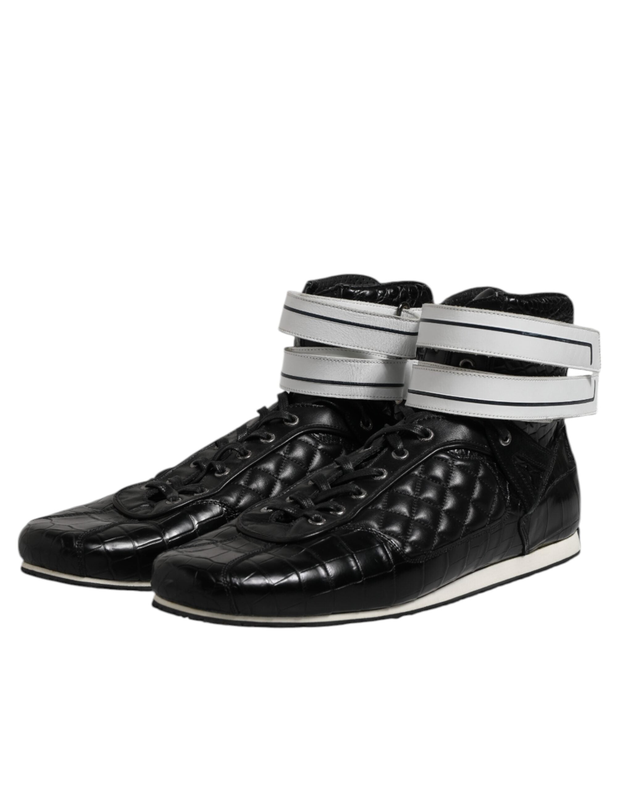 Dolce &amp; Gabbana Sorte Quiltede Læder Sneakers Sko Med Snøre