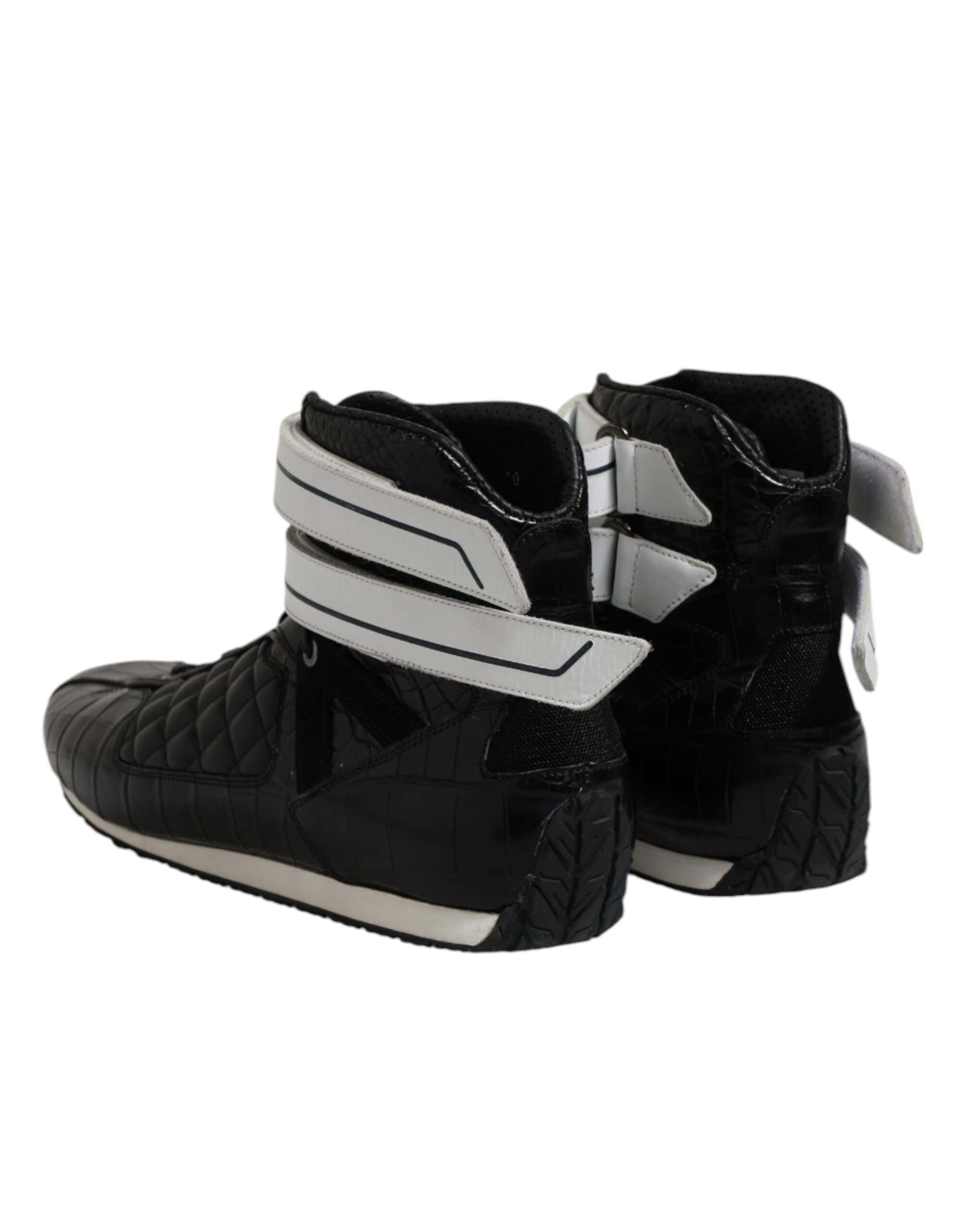 Dolce &amp; Gabbana Sorte Quiltede Læder Sneakers Sko Med Snøre