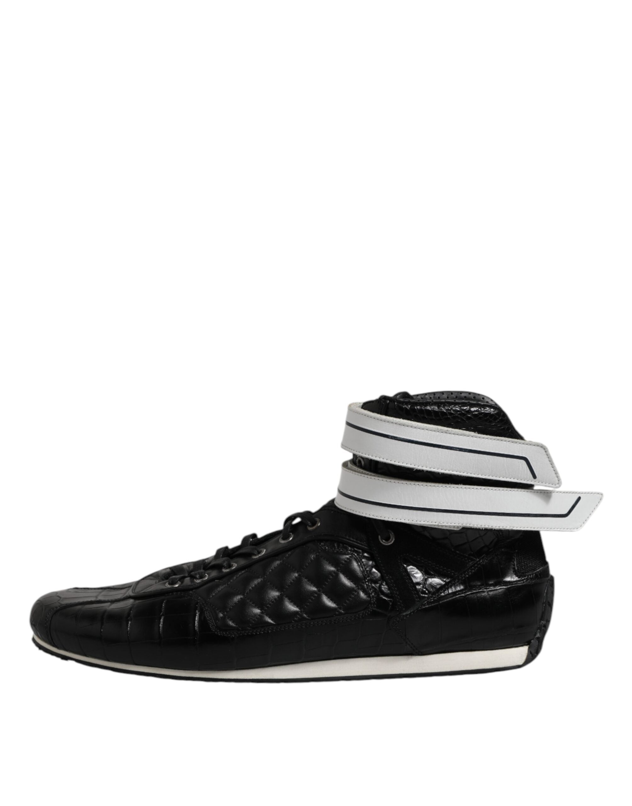 Dolce &amp; Gabbana Sorte Quiltede Læder Sneakers Sko Med Snøre