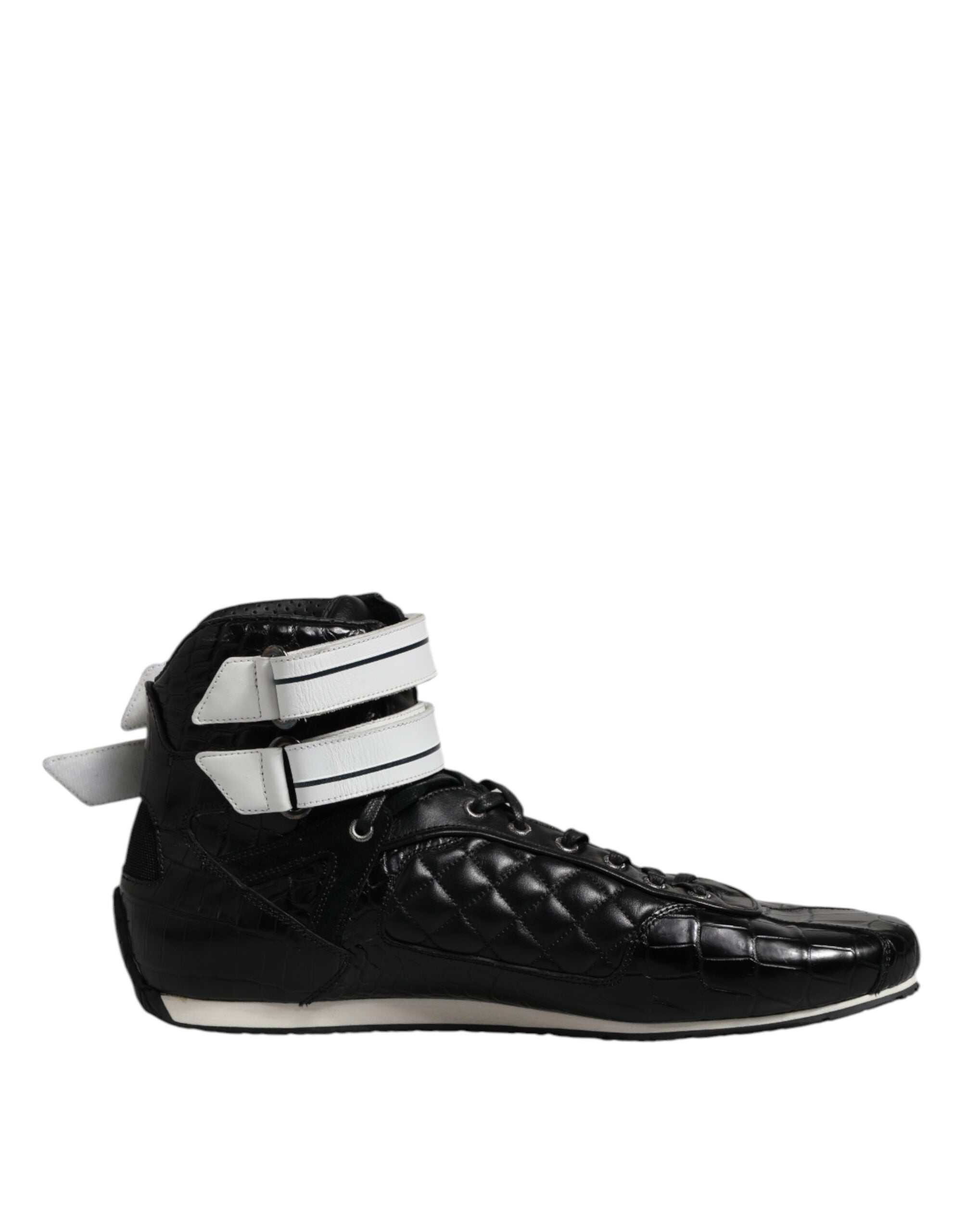 Dolce &amp; Gabbana Sorte Quiltede Læder Sneakers Sko Med Snøre
