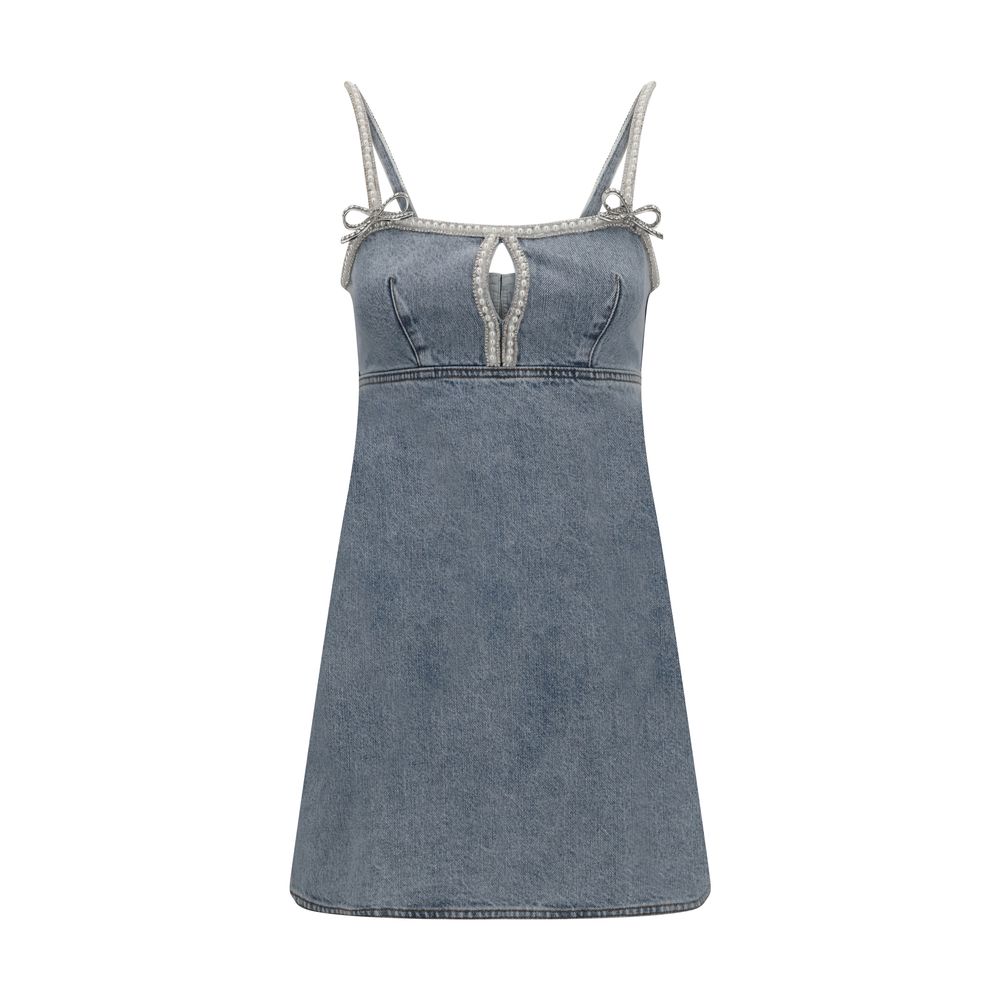 Self-Portrait Denim mini Dress with pearls