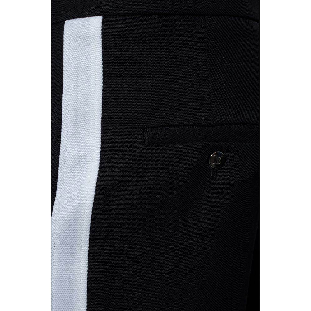 Balmain Black Cotton Men Trousers - Hilstor