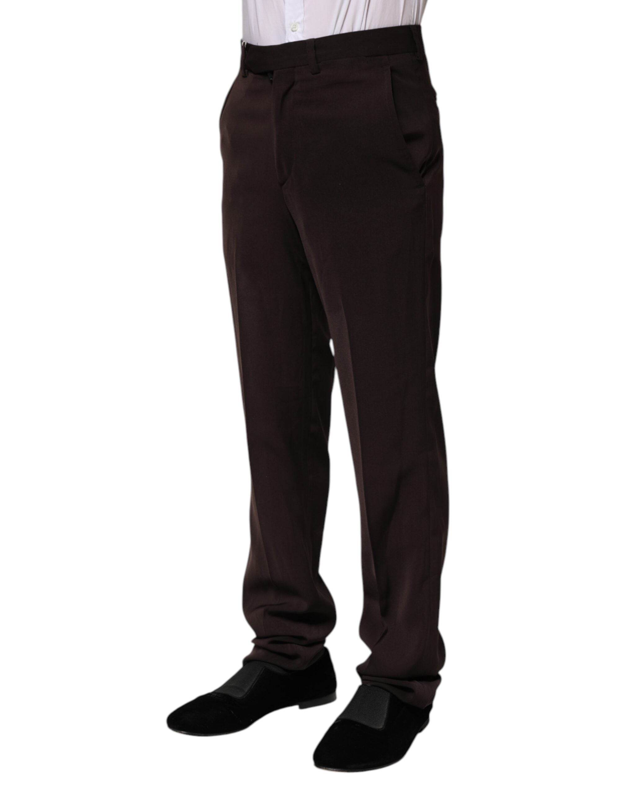 BENCIVENGA Dark Brown Mid Waist Dress Formal Pants - Hilstor