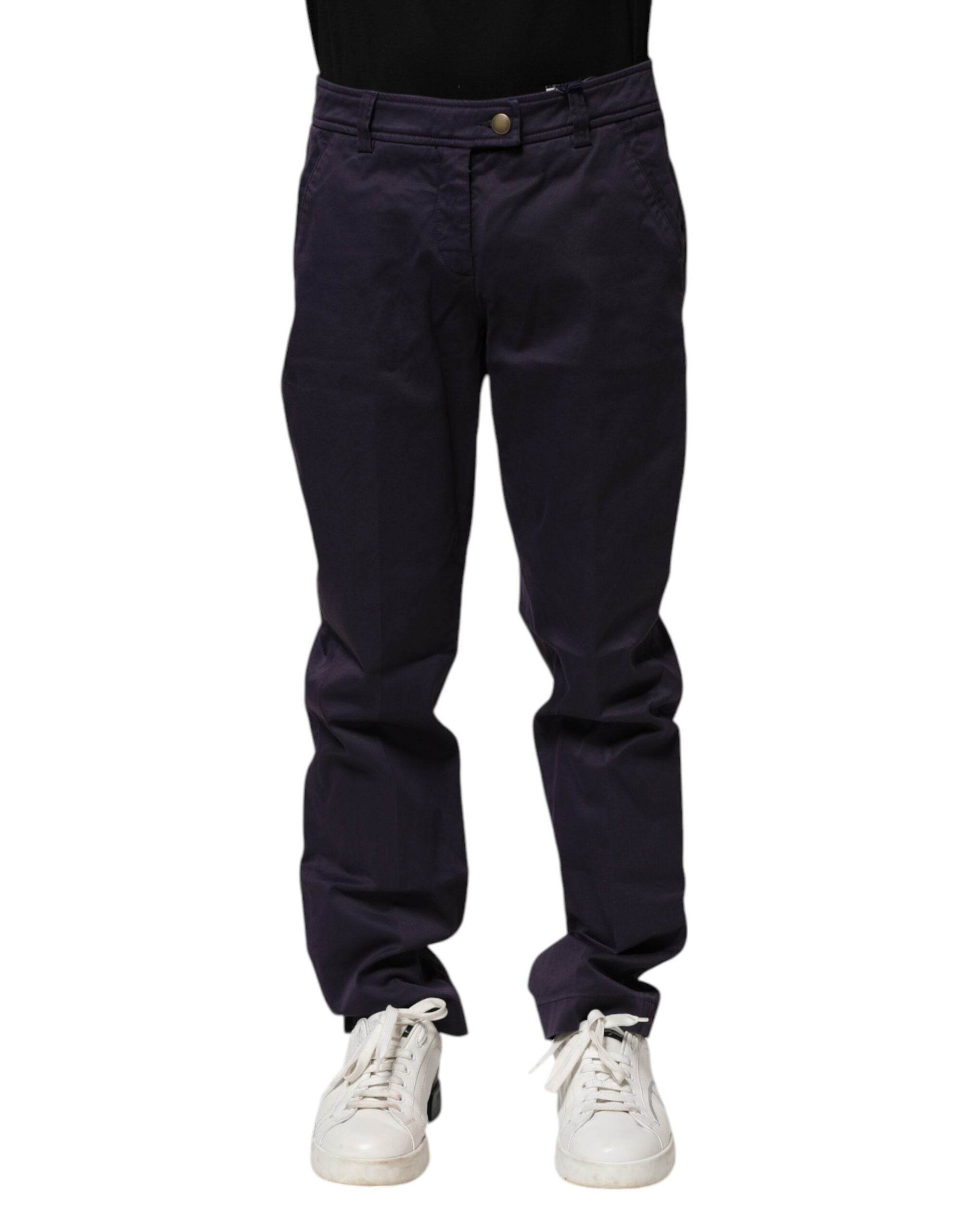 Incotex Dark Purple Mid Waist Casual Straight Pants - Hilstor