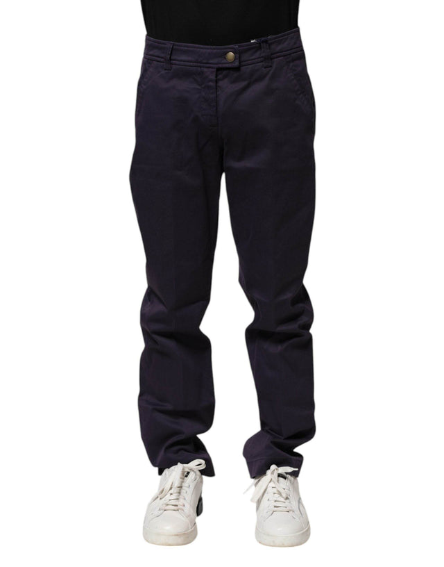 Incotex Dark Purple Mid Waist Casual Straight Pants - Hilstor