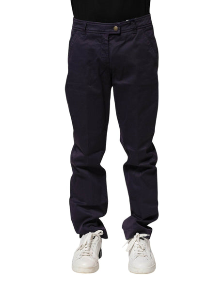 Incotex Dark Purple Mid Waist Casual Straight Pants - Hilstor