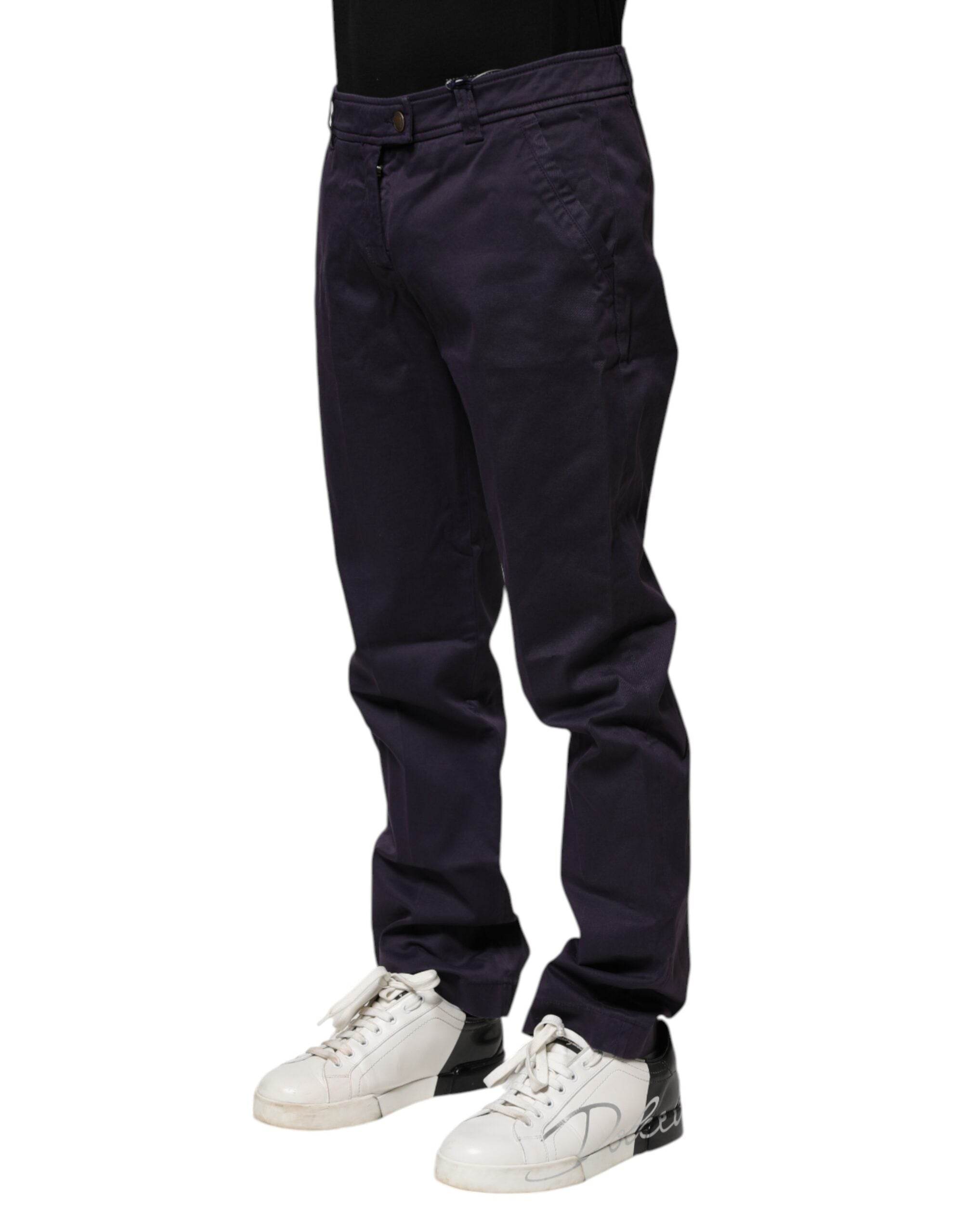 Incotex Dark Purple Mid Waist Casual Straight Pants - Hilstor