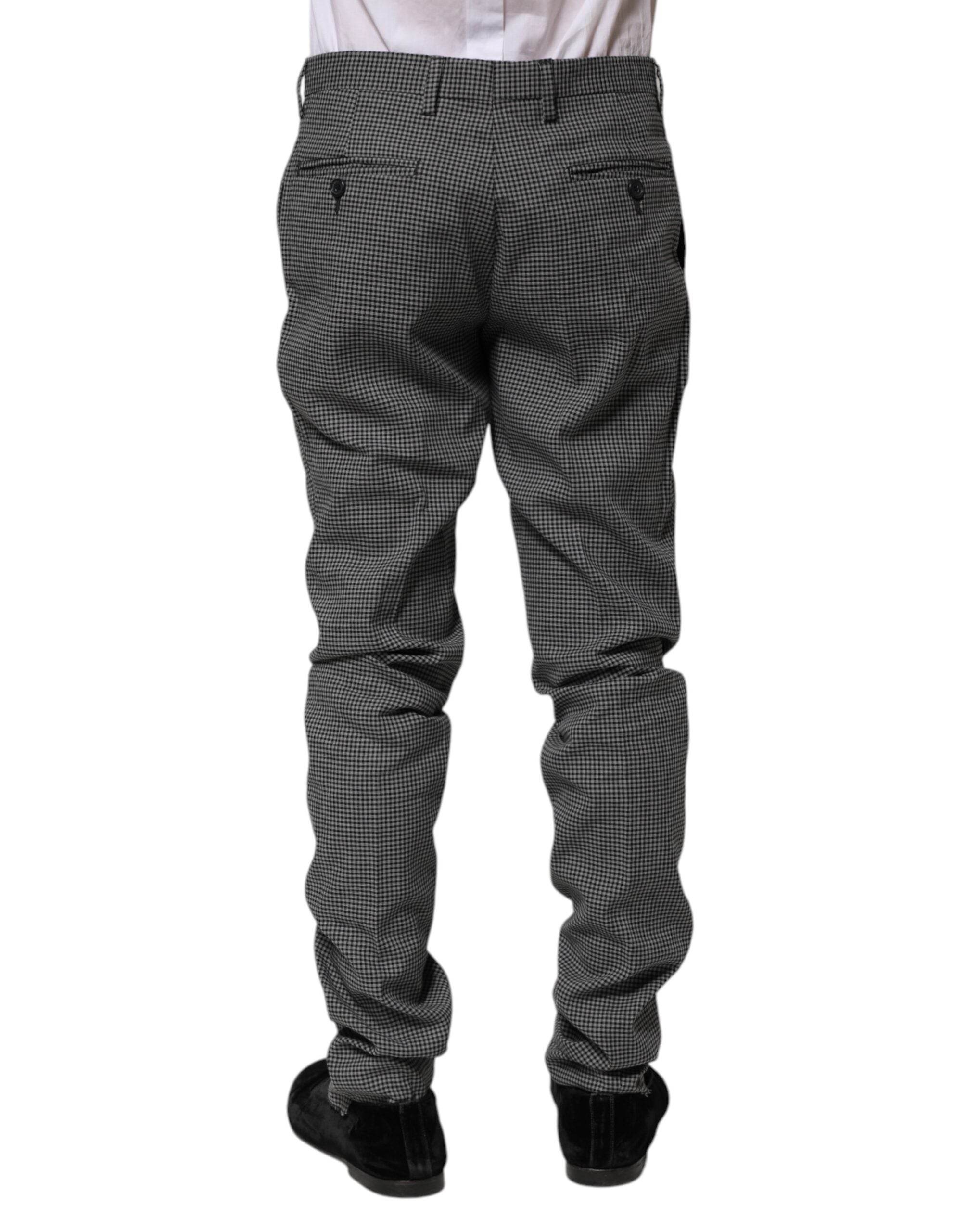 BENCIVENGA Black White Checkered Tapered Dress Pants - Hilstor