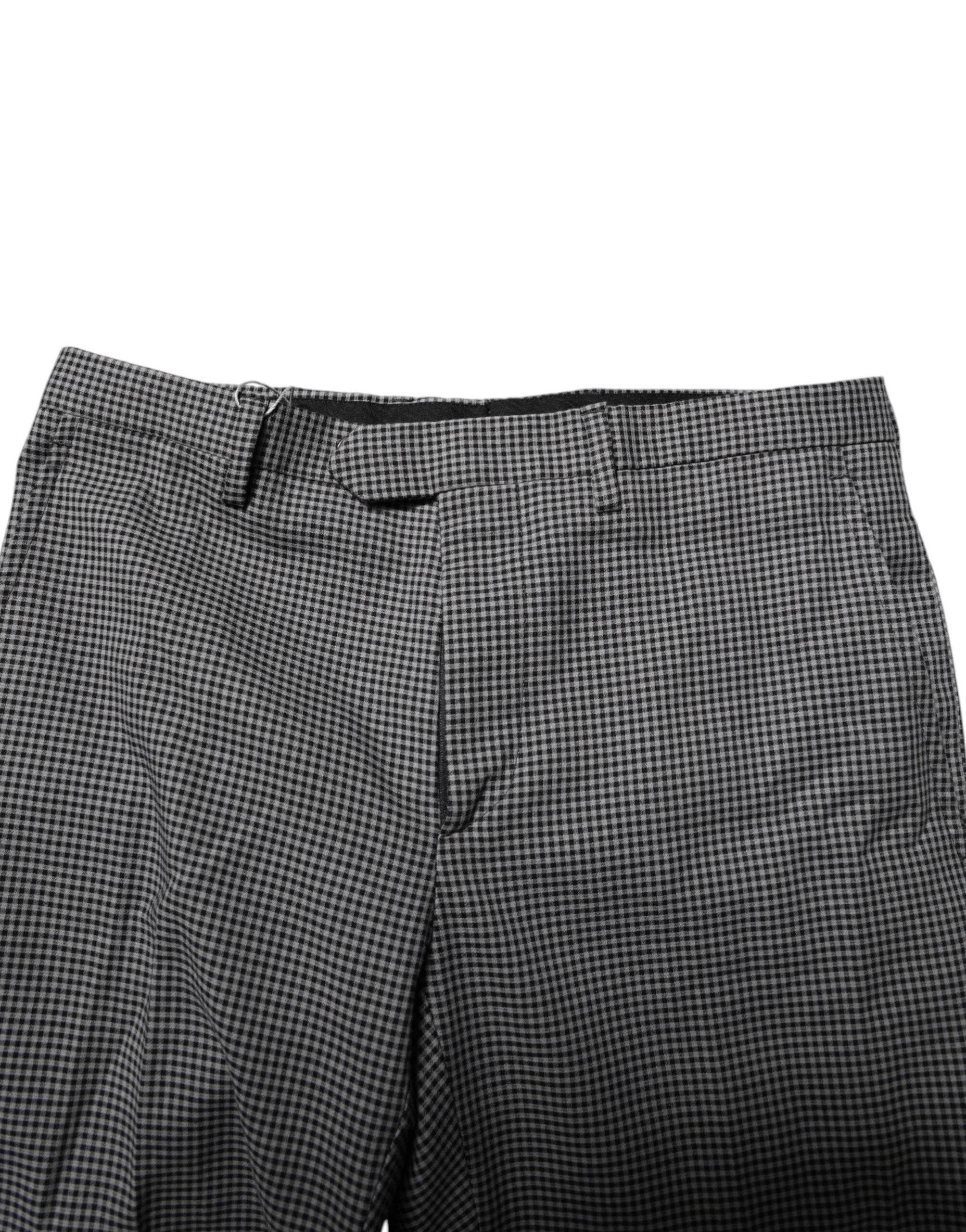 BENCIVENGA Black White Checkered Tapered Dress Pants - Hilstor