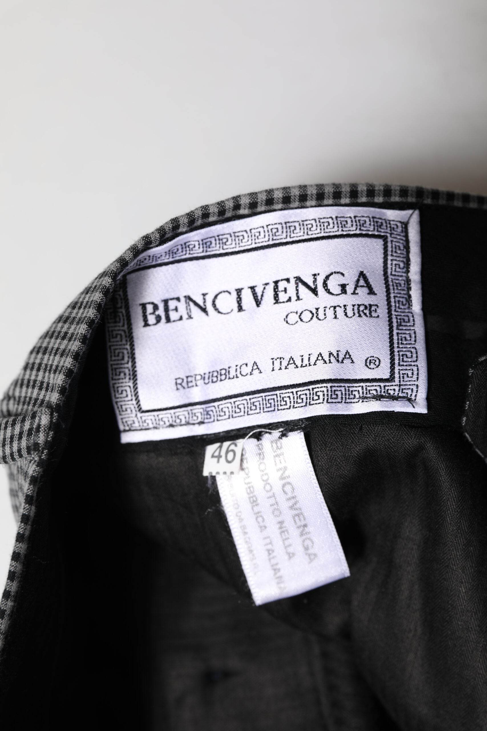 BENCIVENGA Black White Checkered Tapered Dress Pants - Hilstor