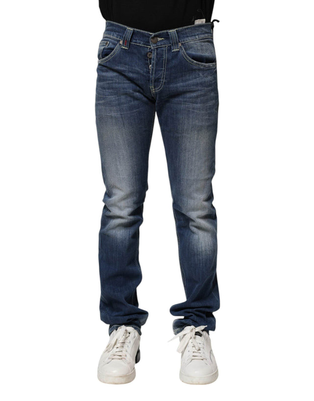 Dondup Blue Washed Skinny Fit Casual Men Denim Jeans - Hilstor