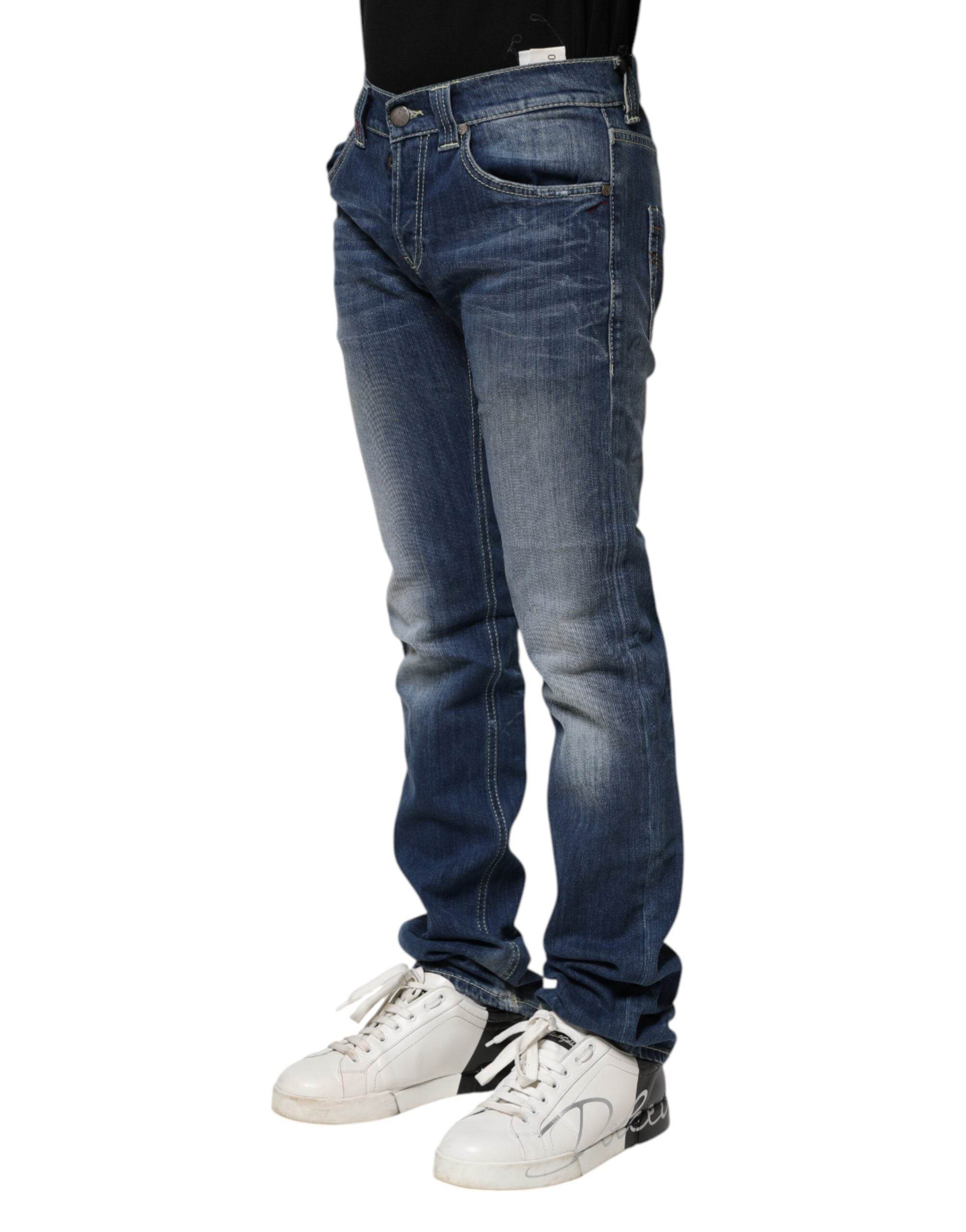 Dondup Blue Washed Skinny Fit Casual Men Denim Jeans - Hilstor