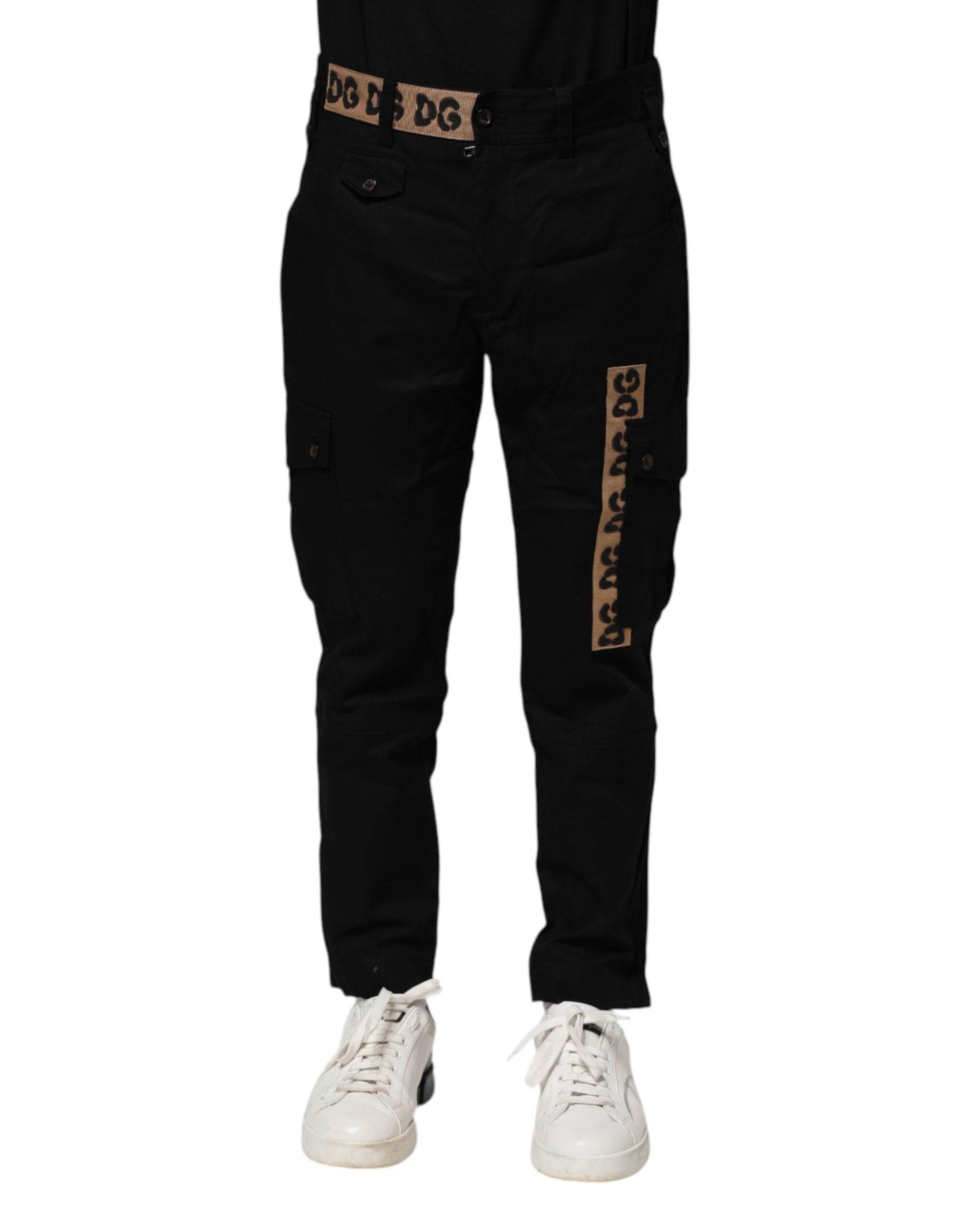Dolce & Gabbana Black Cotton Cargo Casual Pants - Hilstor