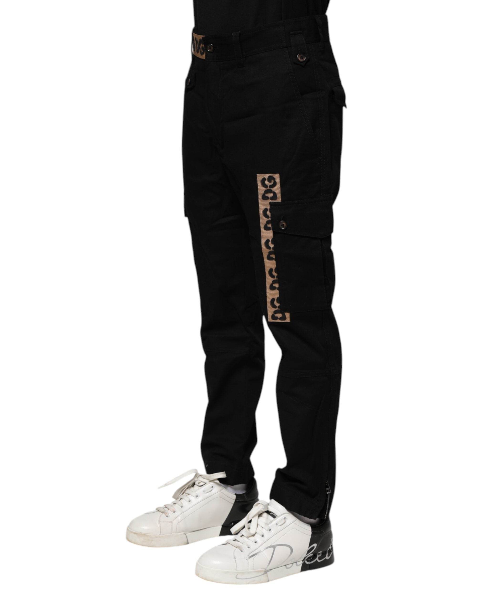 Dolce & Gabbana Black Cotton Cargo Casual Pants - Hilstor
