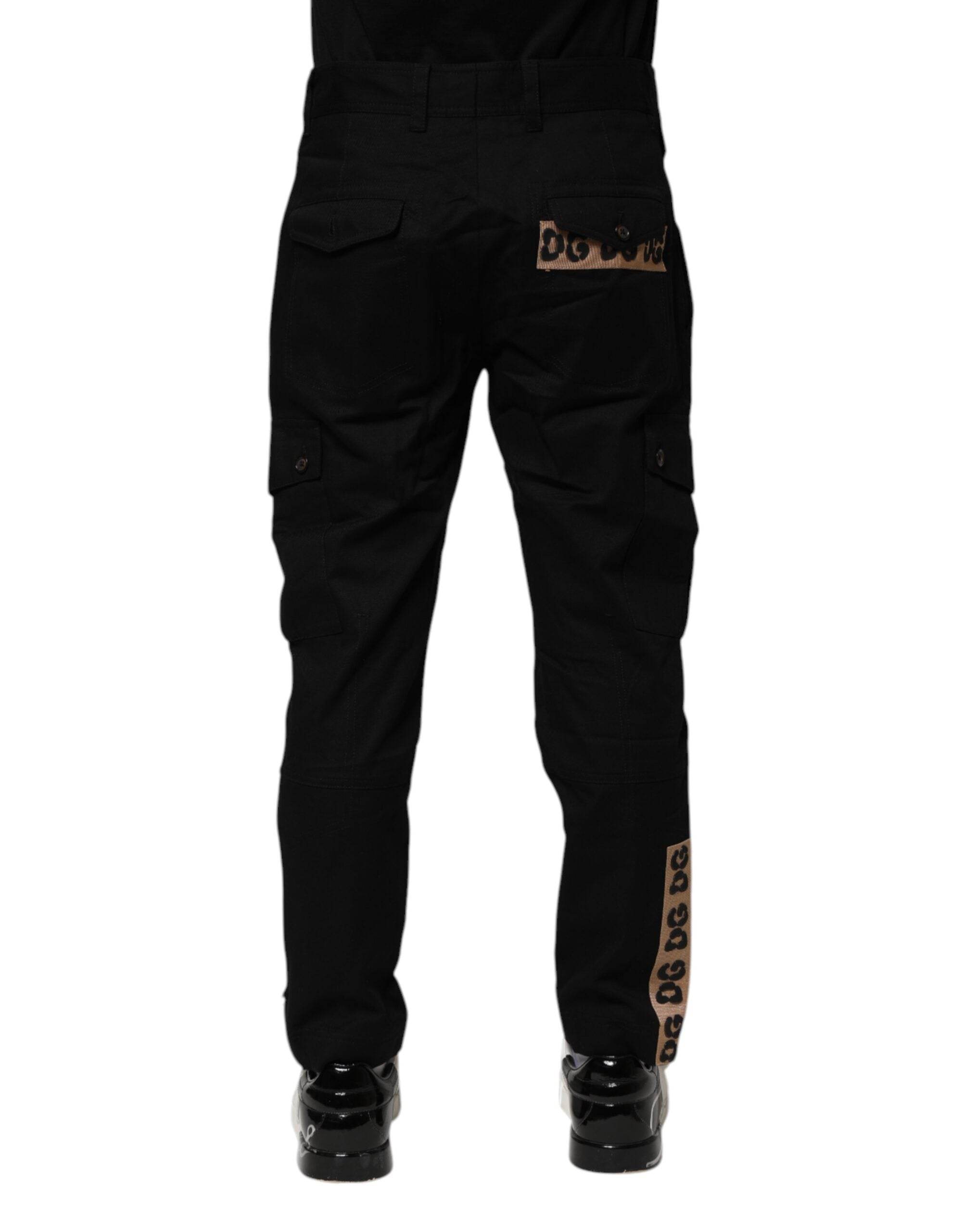 Dolce & Gabbana Black Cotton Cargo Casual Pants - Hilstor