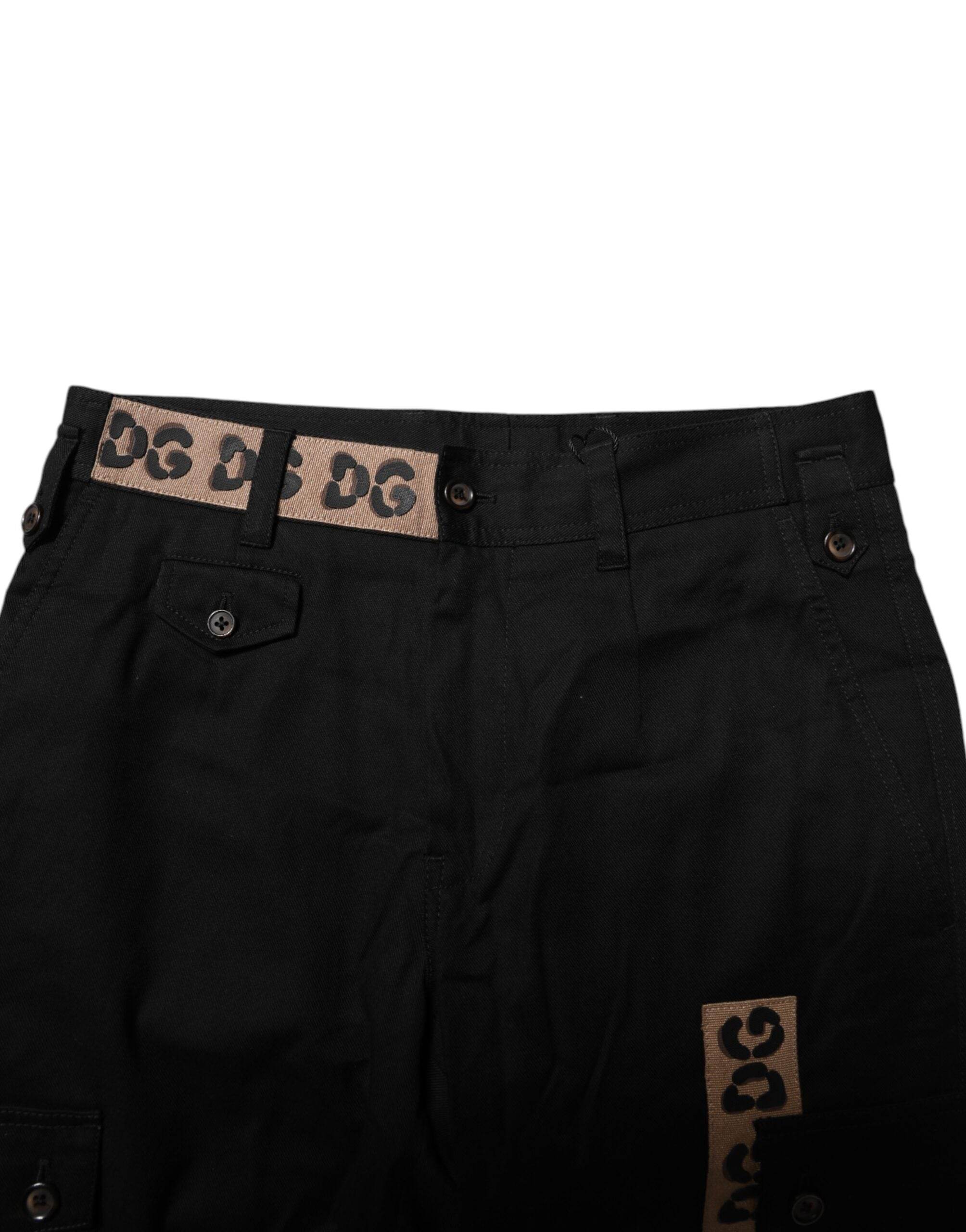 Dolce & Gabbana Black Cotton Cargo Casual Pants - Hilstor
