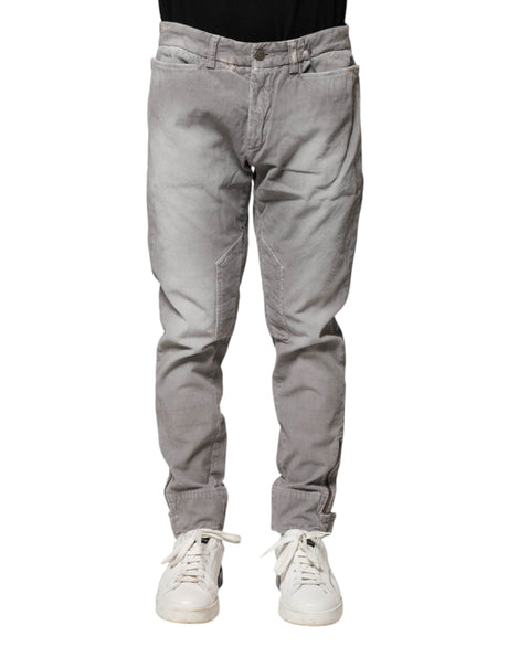 Balmain Light Gray Washed Skinny Fit Men Denim Jeans - Hilstor