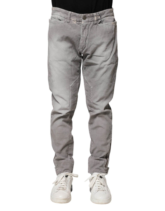 Balmain Light Gray Washed Skinny Fit Men Denim Jeans - Hilstor