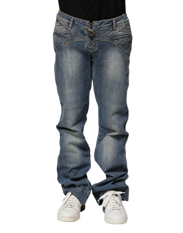Just Cavalli Blue Washed Straight Fit Men Denim Jeans - Hilstor