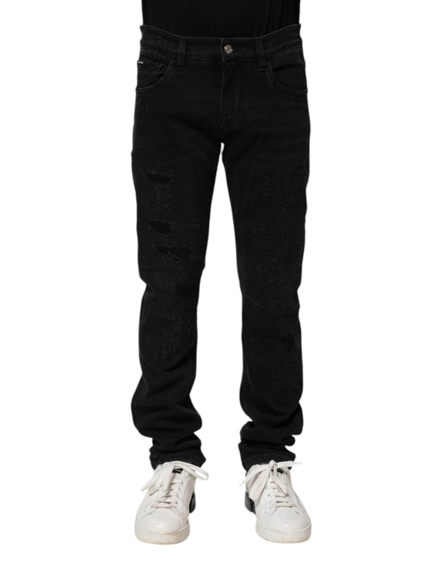 Dolce & Gabbana Black Cotton Skinny Men Denim Jeans - Hilstor