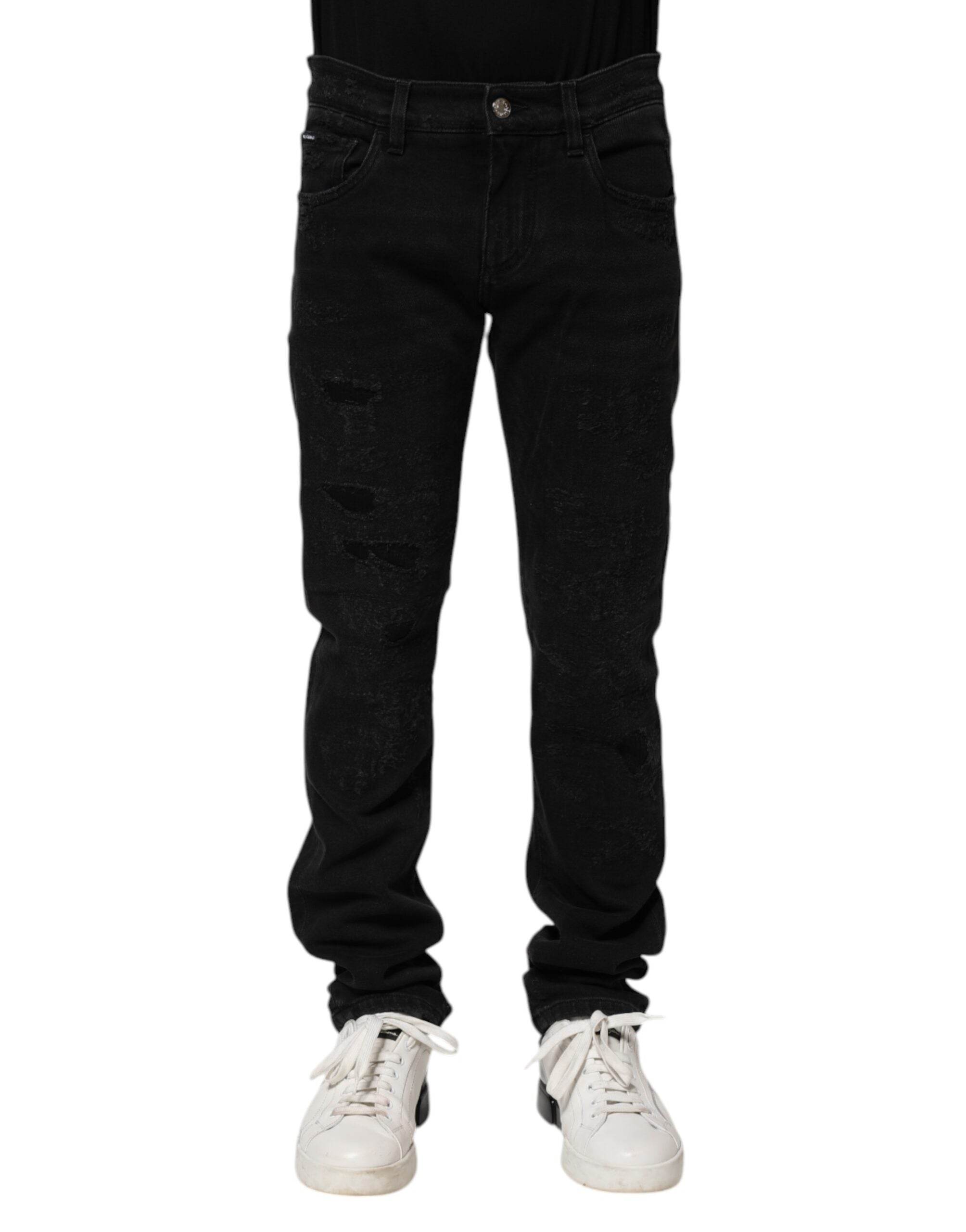 Dolce & Gabbana Black Cotton Skinny Men Denim Jeans - Hilstor