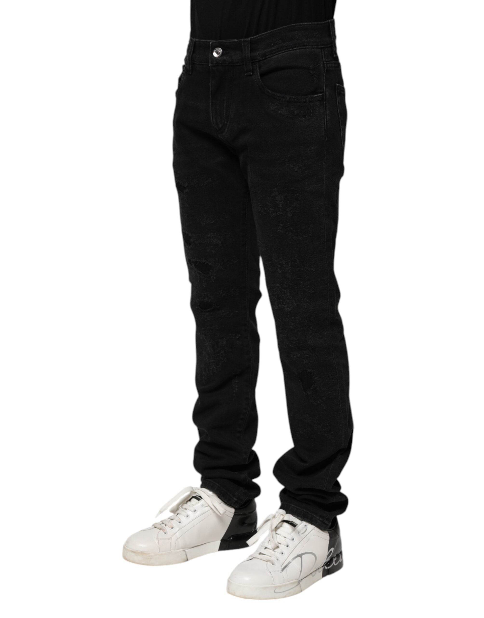 Dolce & Gabbana Black Cotton Skinny Men Denim Jeans - Hilstor