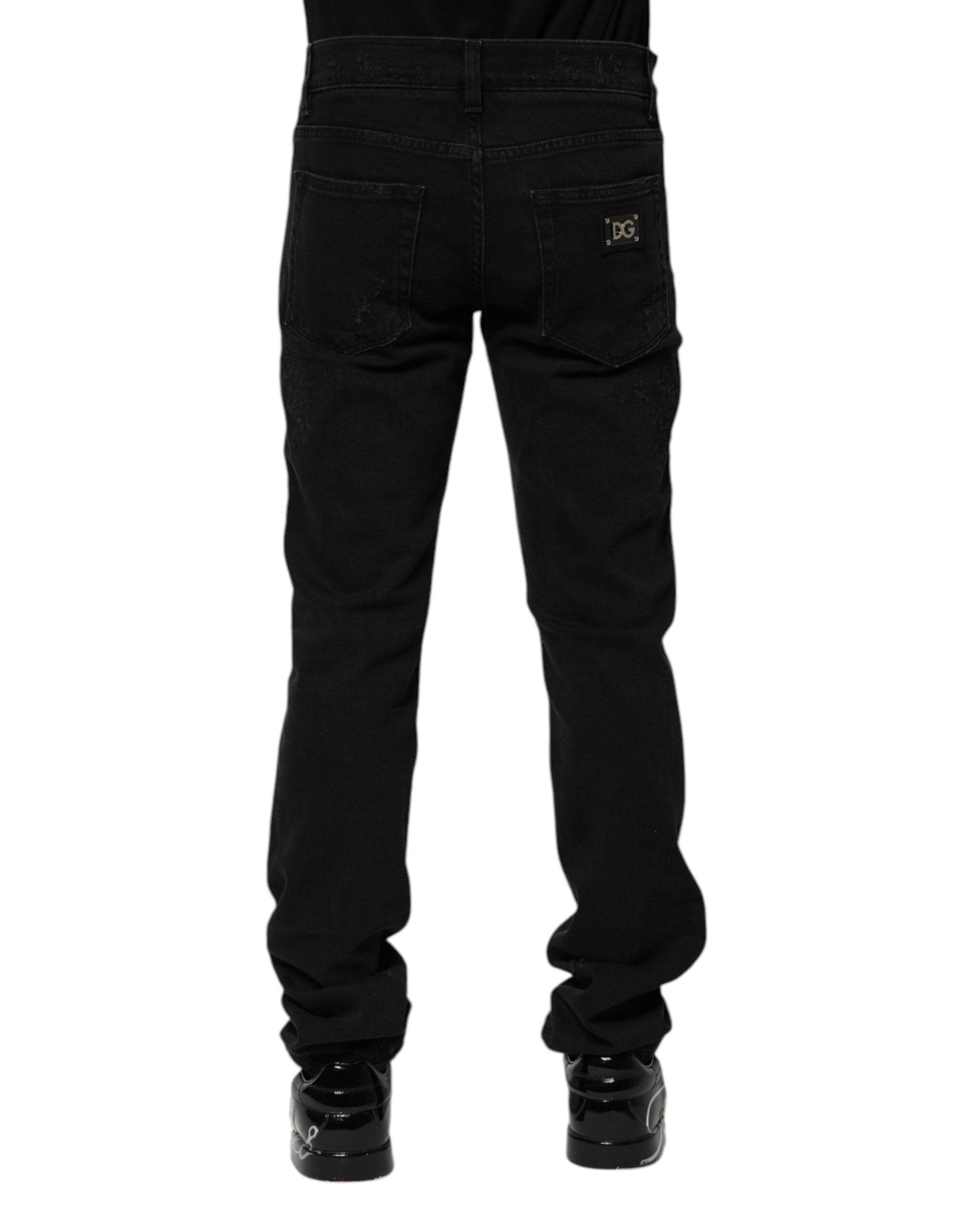Dolce & Gabbana Black Cotton Skinny Men Denim Jeans - Hilstor