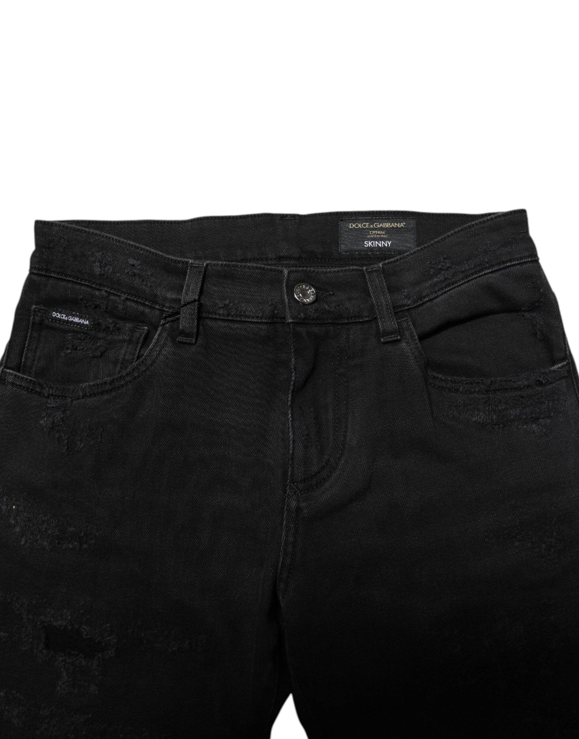 Dolce & Gabbana Black Cotton Skinny Men Denim Jeans - Hilstor