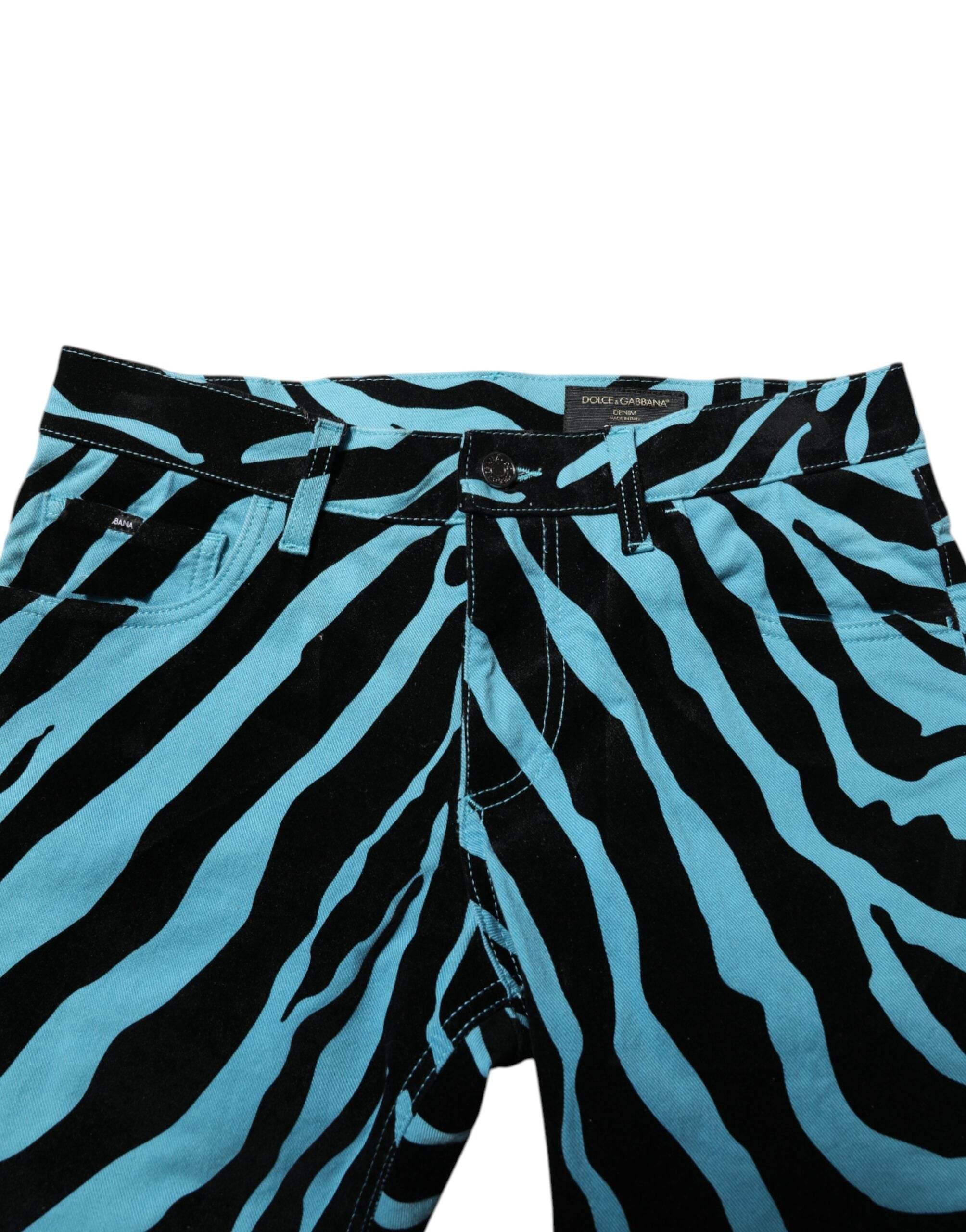 Dolce & Gabbana Blue Black Stripes Skinny Denim Jeans - Hilstor