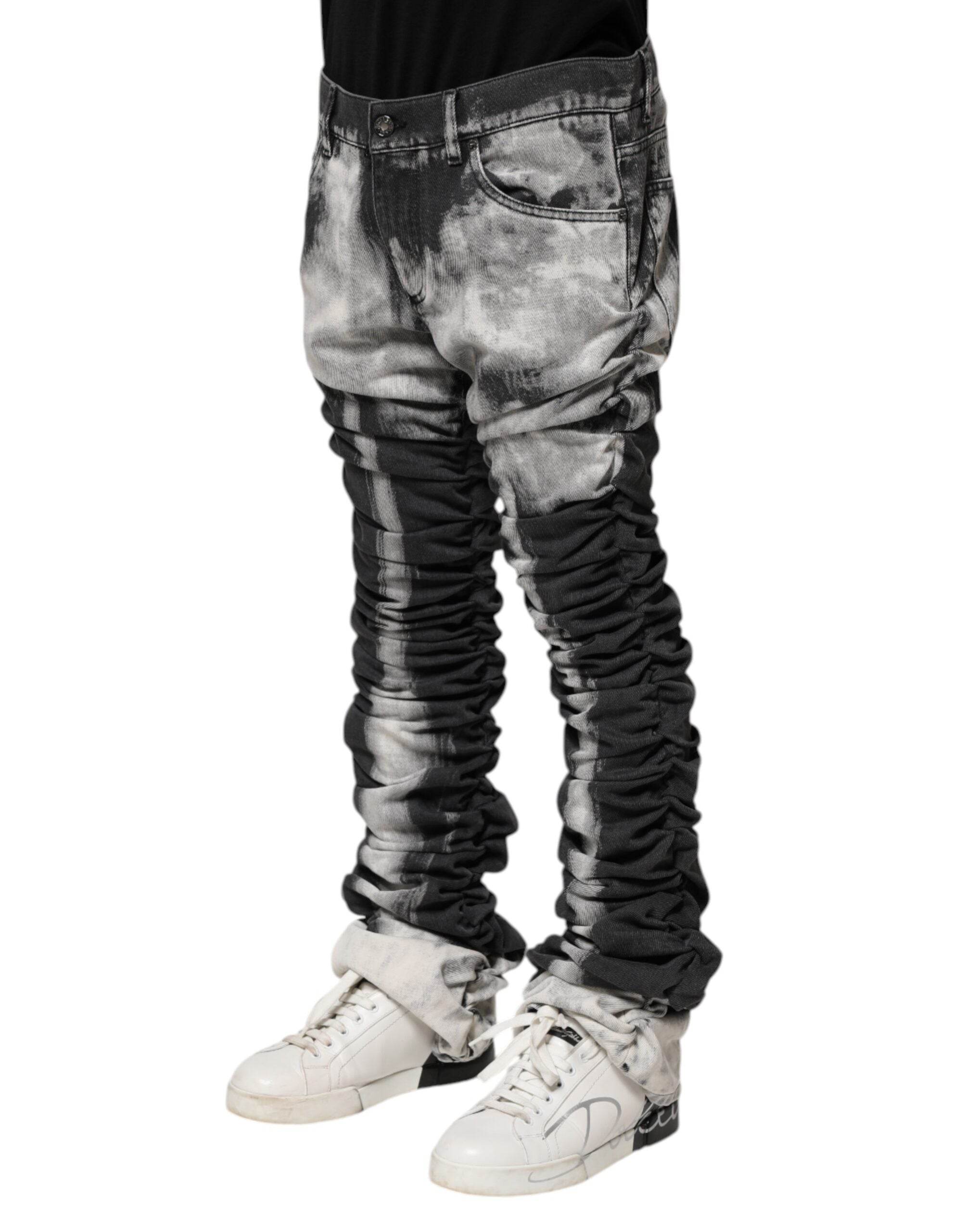 Dolce & Gabbana Black Tie Dye Straight Denim Jeans - Hilstor