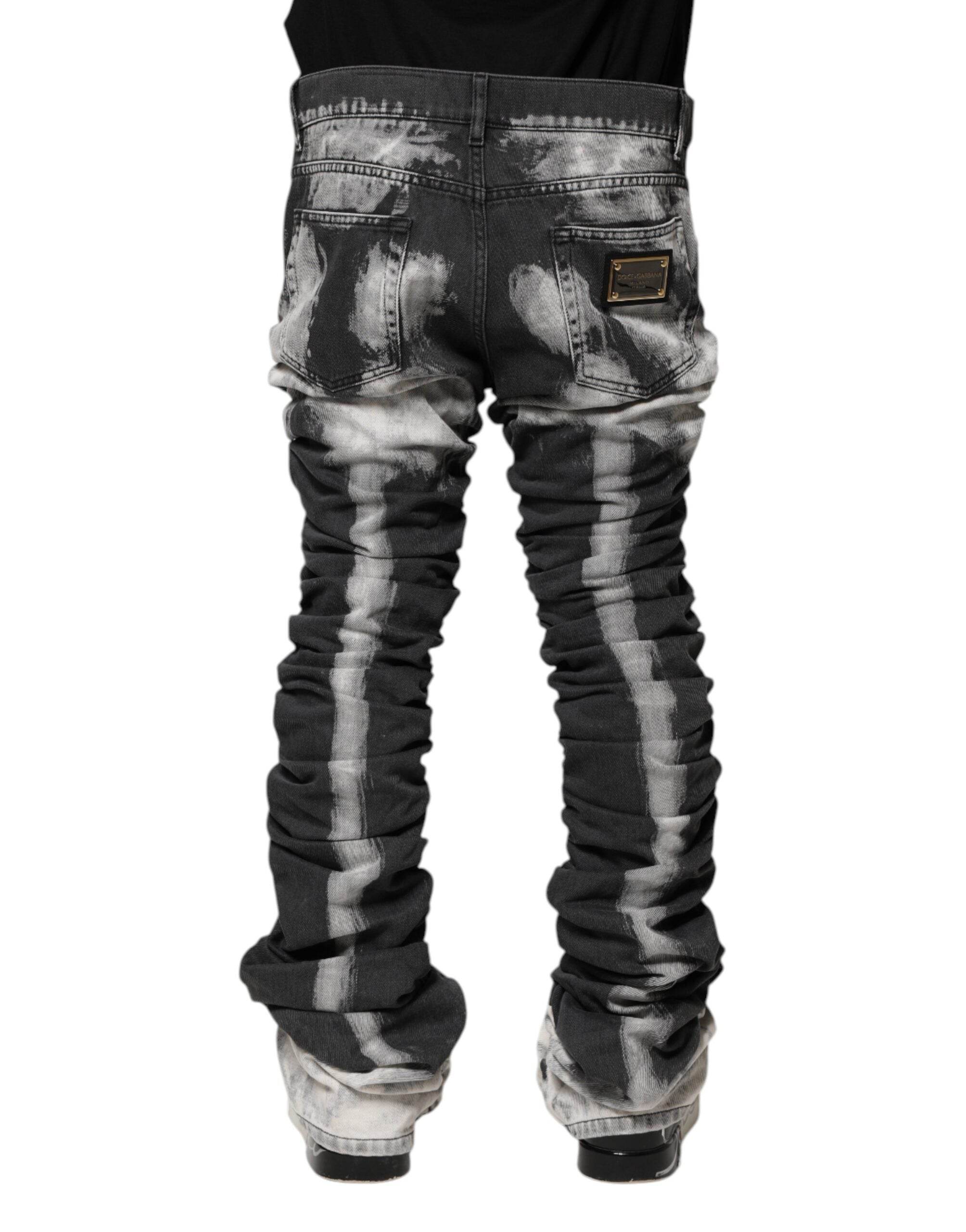 Dolce & Gabbana Black Tie Dye Straight Denim Jeans - Hilstor