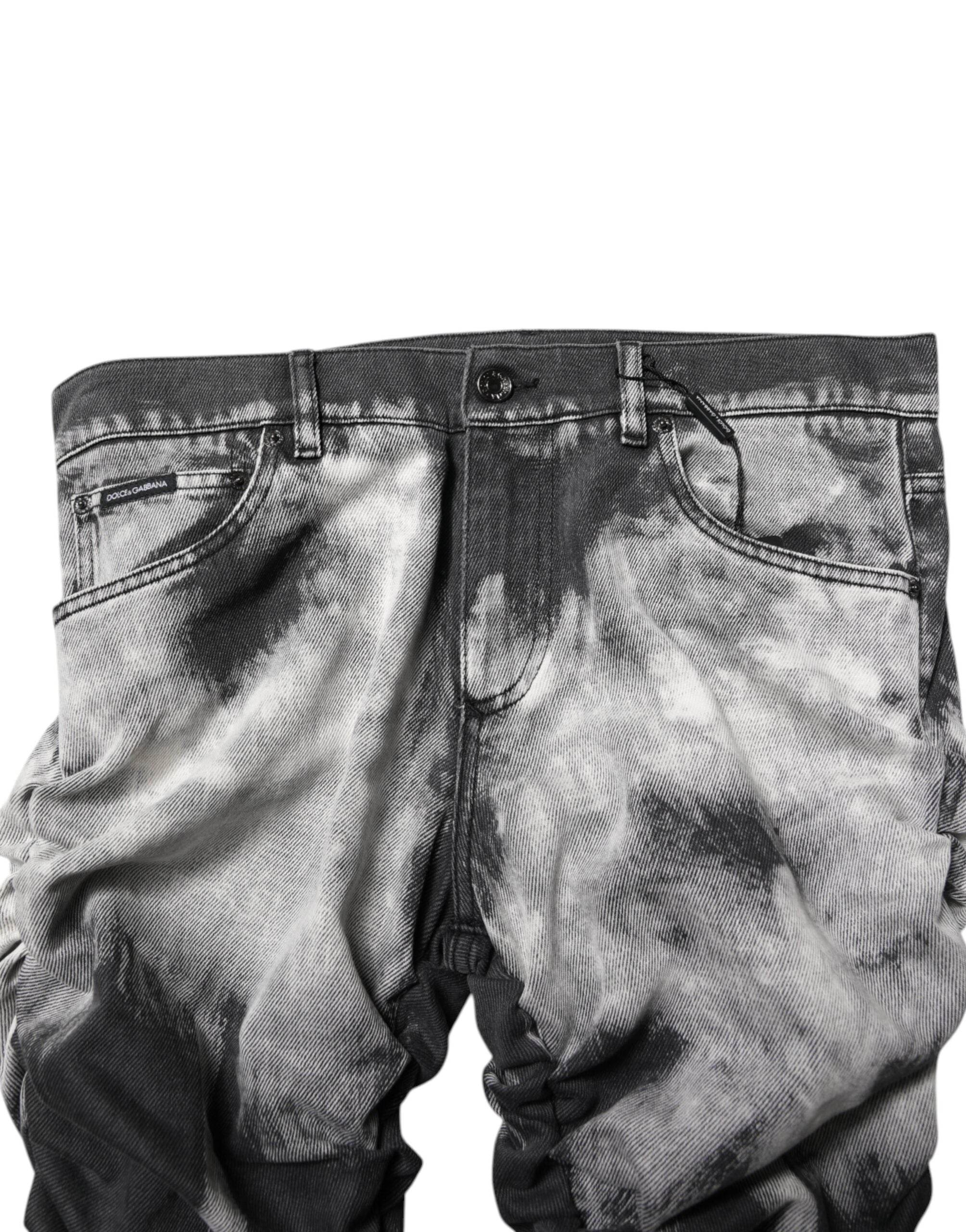 Dolce & Gabbana Black Tie Dye Straight Denim Jeans - Hilstor