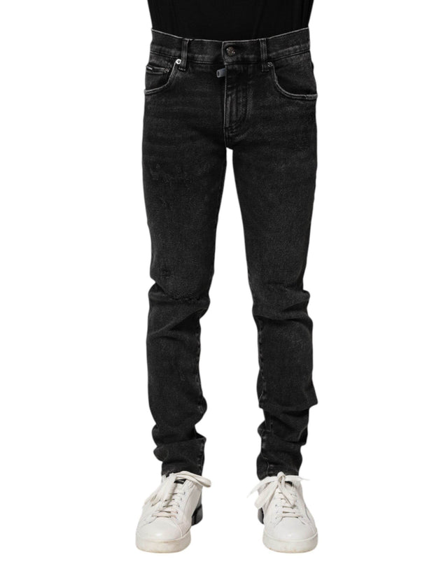 Dolce & Gabbana Black Cotton Skinny Men Denim Jeans - Hilstor
