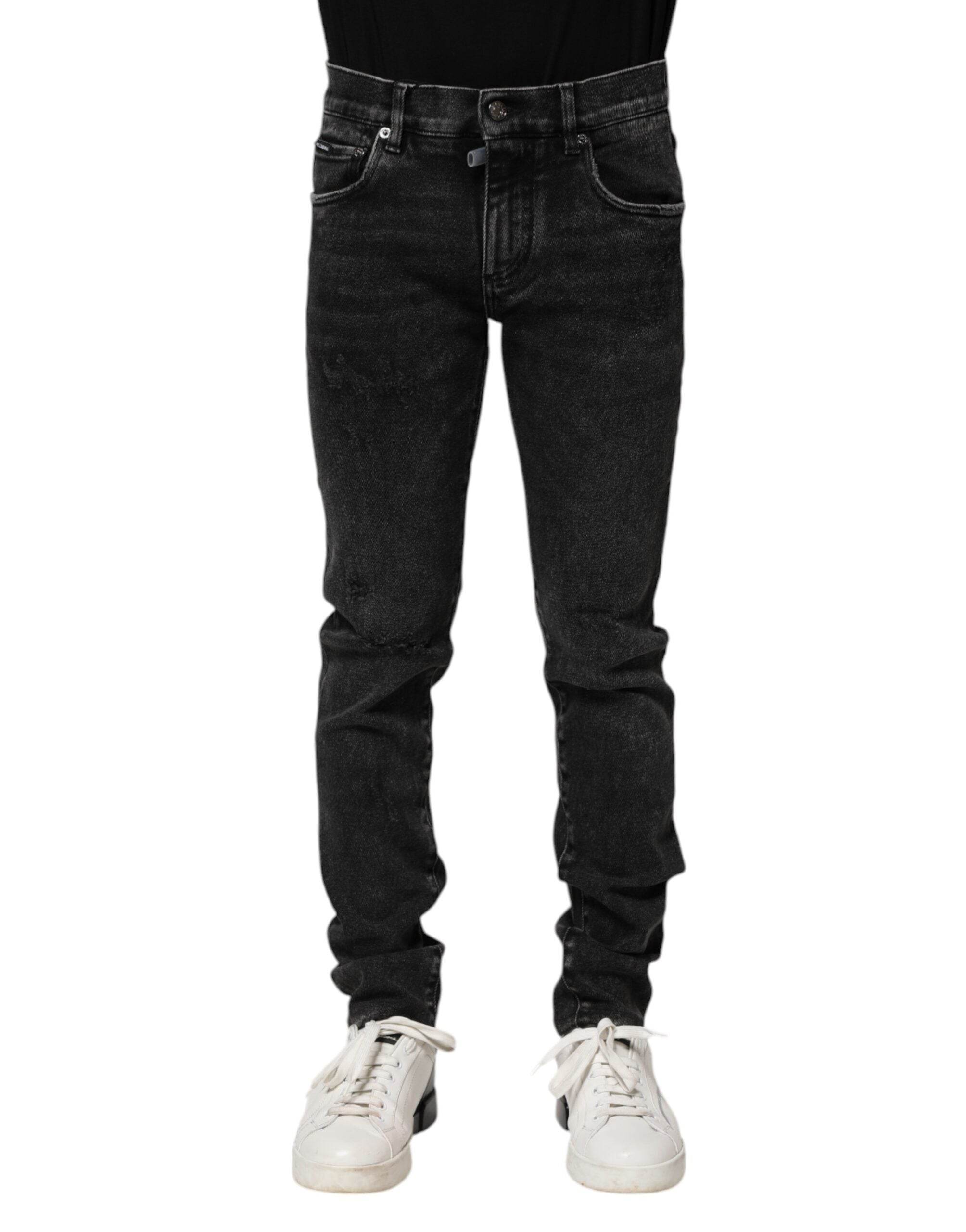 Dolce & Gabbana Black Cotton Skinny Men Denim Jeans - Hilstor