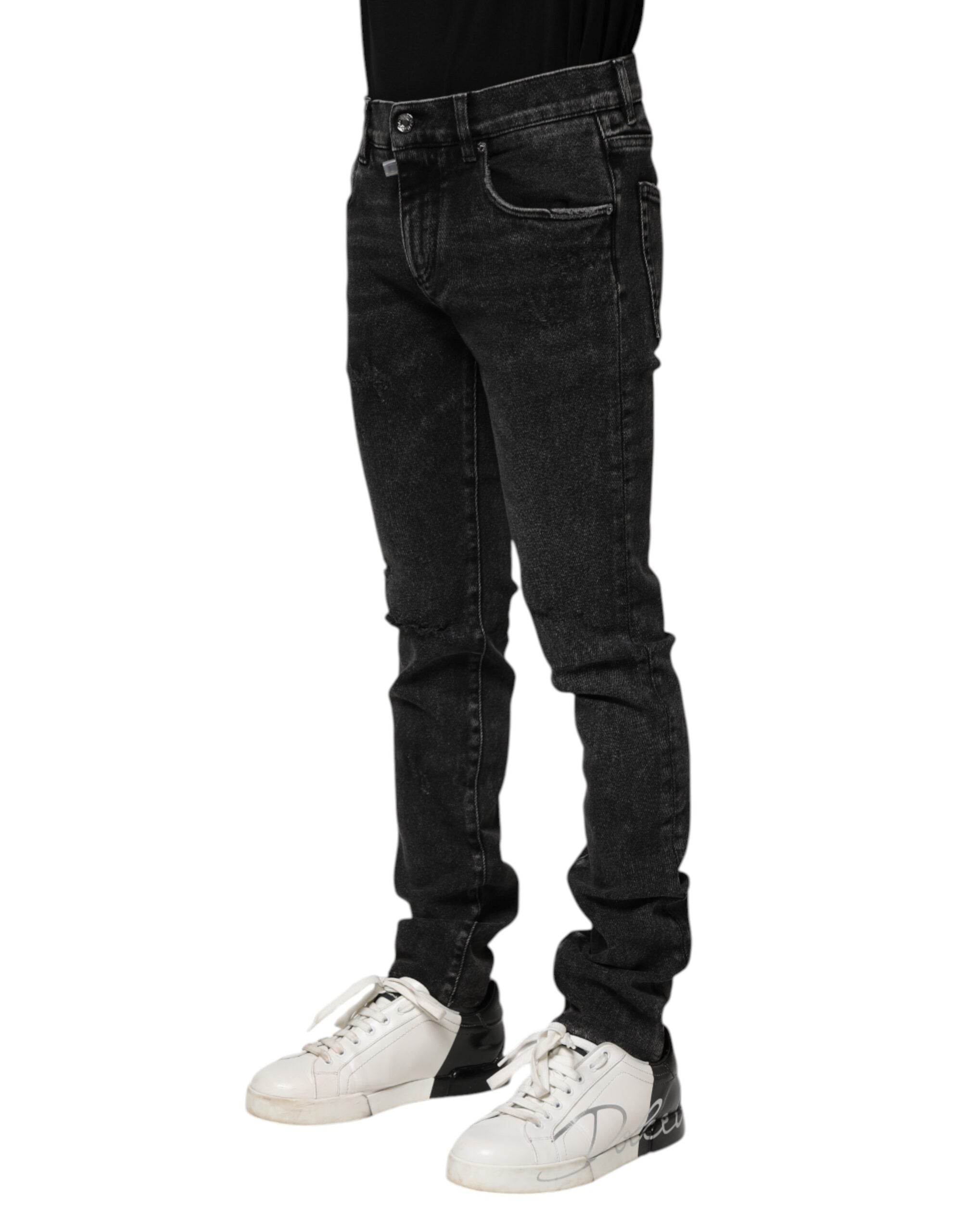 Dolce & Gabbana Black Cotton Skinny Men Denim Jeans - Hilstor