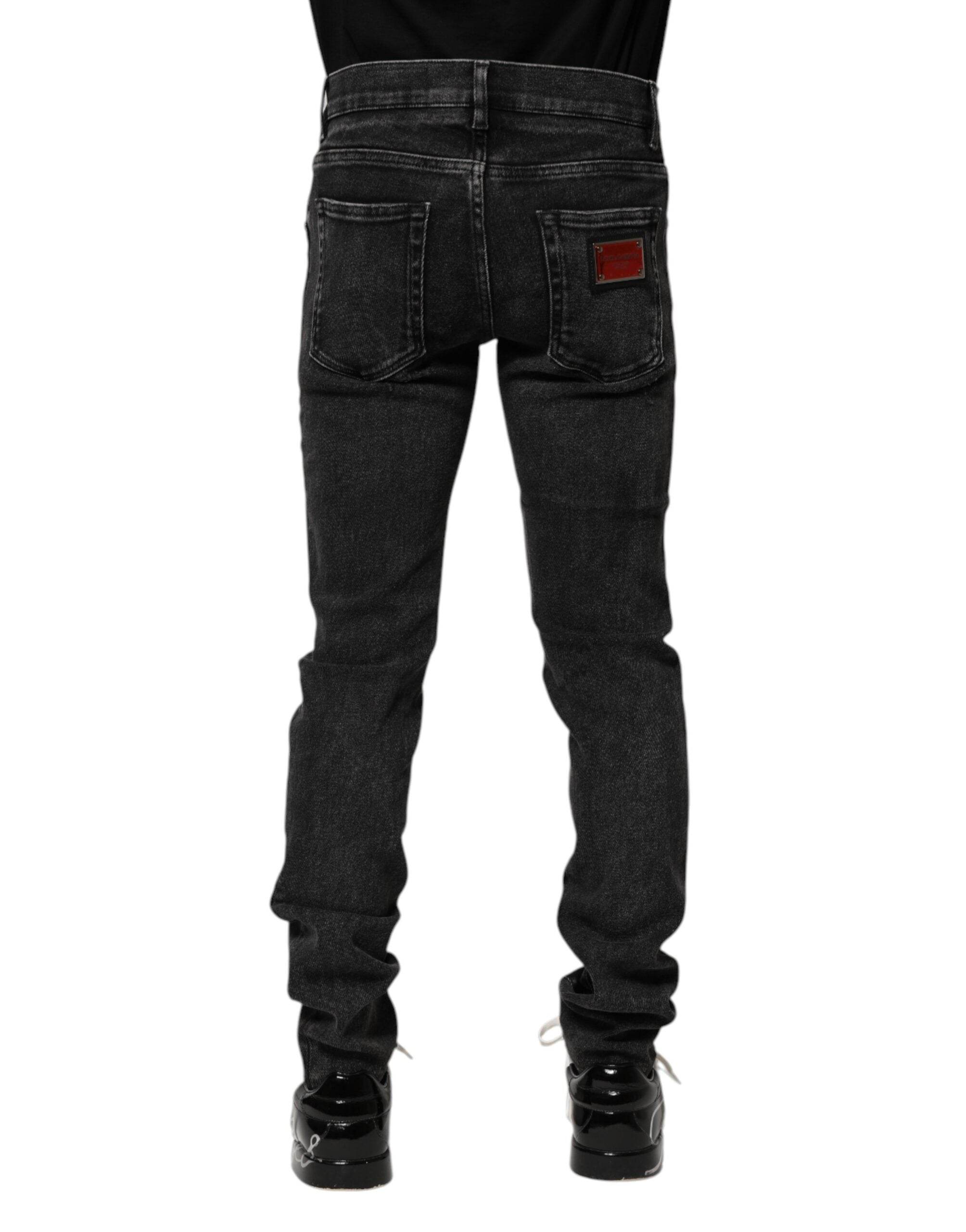Dolce & Gabbana Black Cotton Skinny Men Denim Jeans - Hilstor