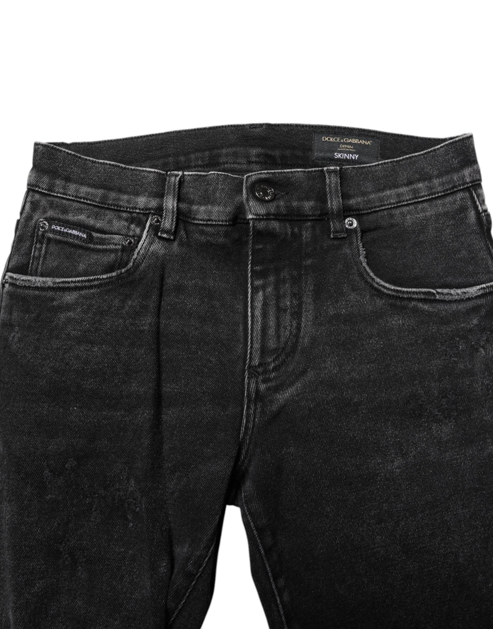 Dolce & Gabbana Black Cotton Skinny Men Denim Jeans - Hilstor