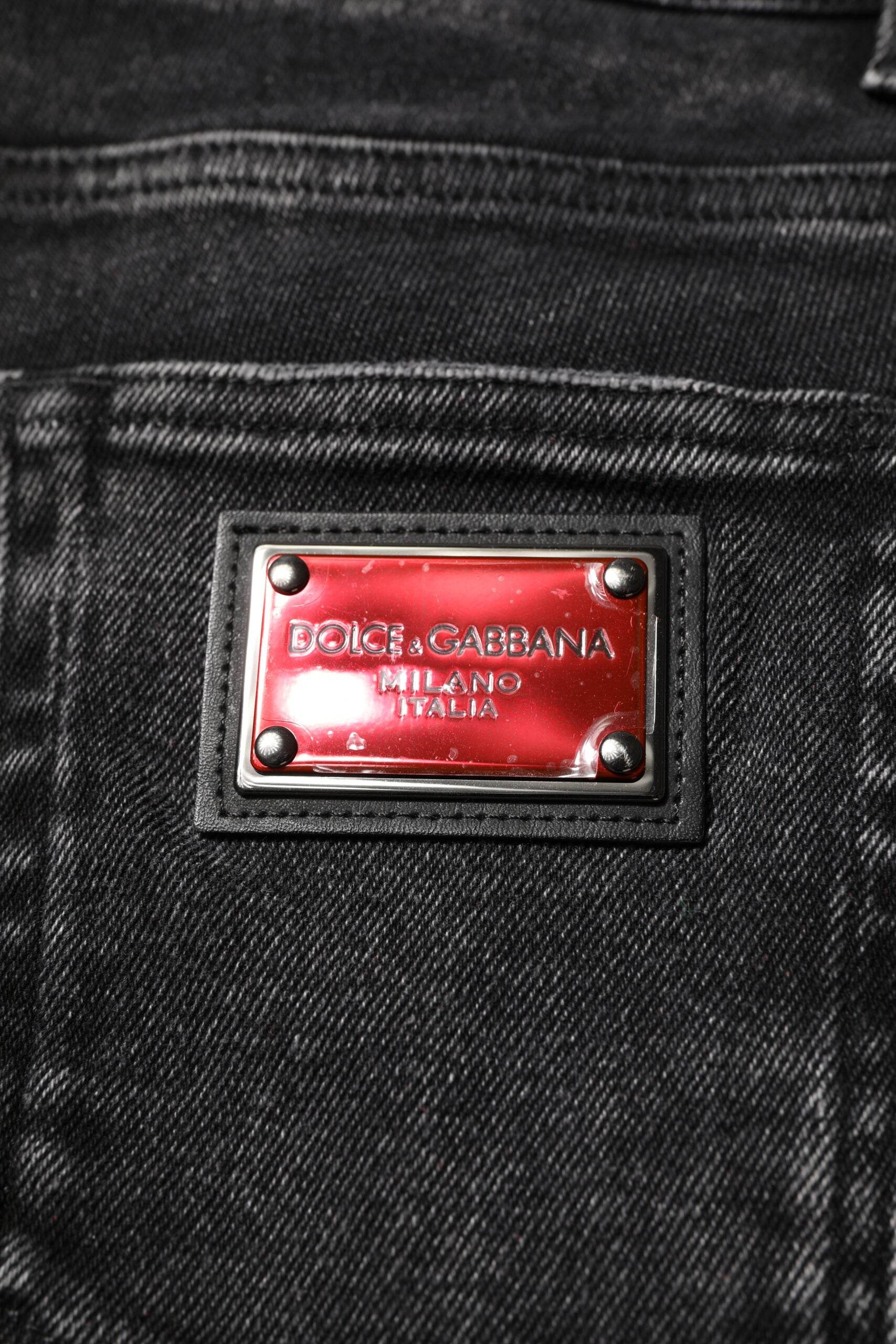 Dolce & Gabbana Black Cotton Skinny Men Denim Jeans - Hilstor
