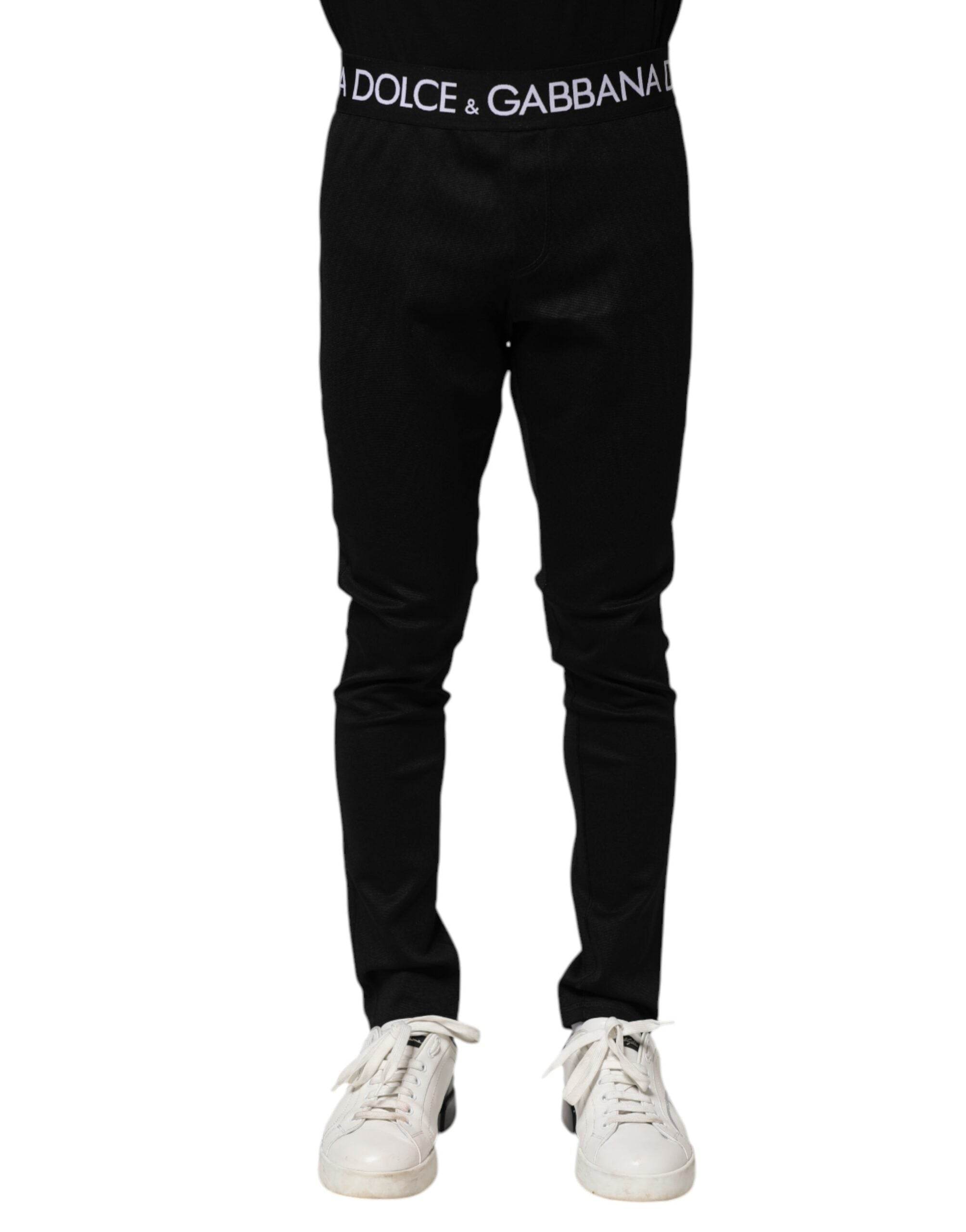Dolce & Gabbana Black Nylon Skinny Men Jogger Pants - Hilstor
