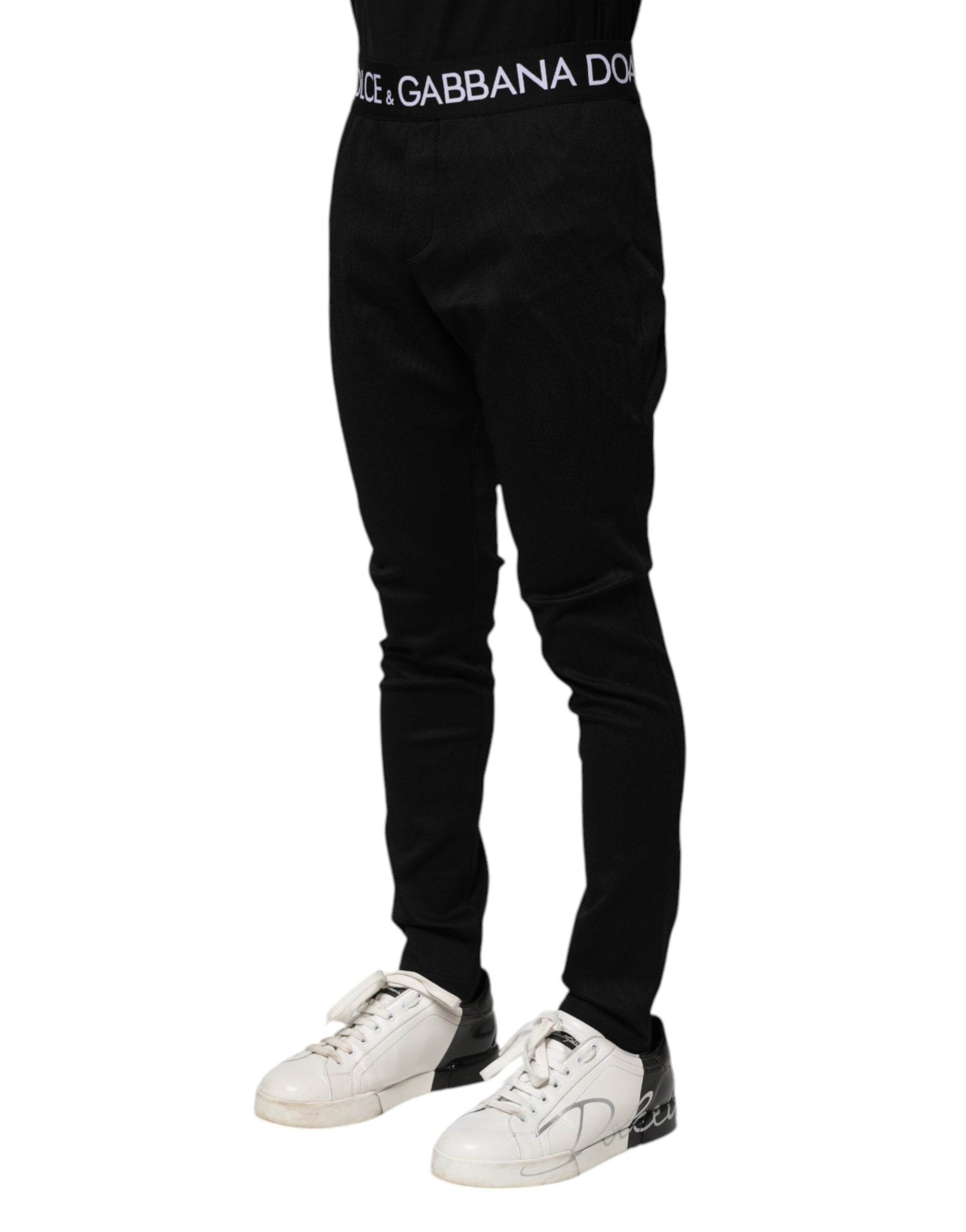 Dolce & Gabbana Black Nylon Skinny Men Jogger Pants - Hilstor