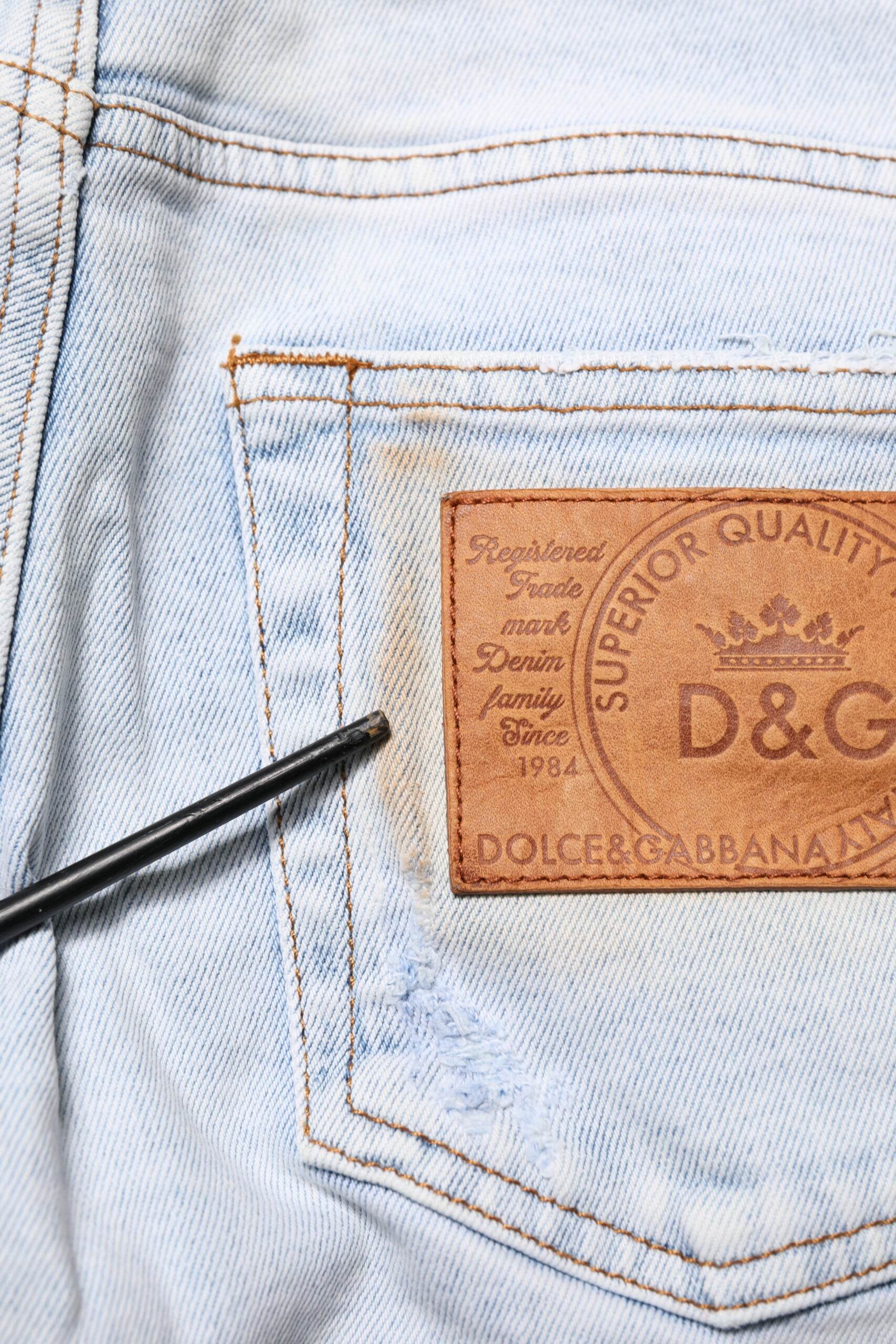 Dolce & Gabbana Light Blue Tattered Skinny Denim Jeans - Hilstor