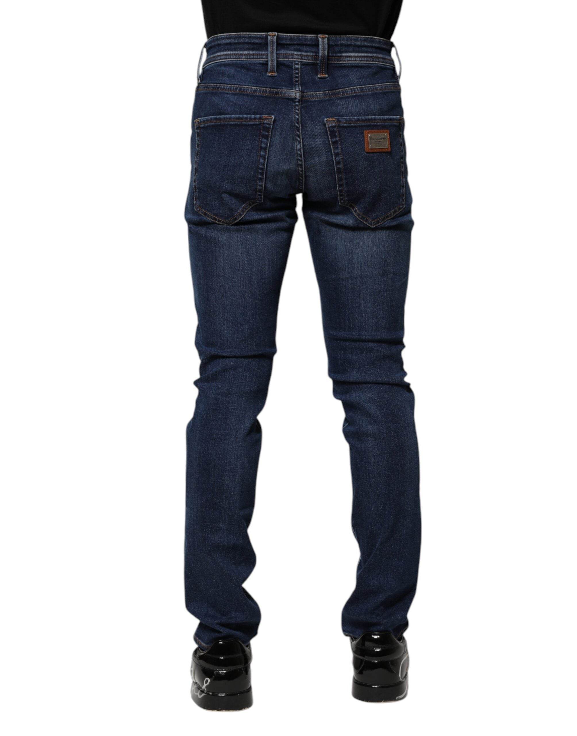 Dolce & Gabbana Dark Blue Cotton Skinny Denim Jeans - Hilstor