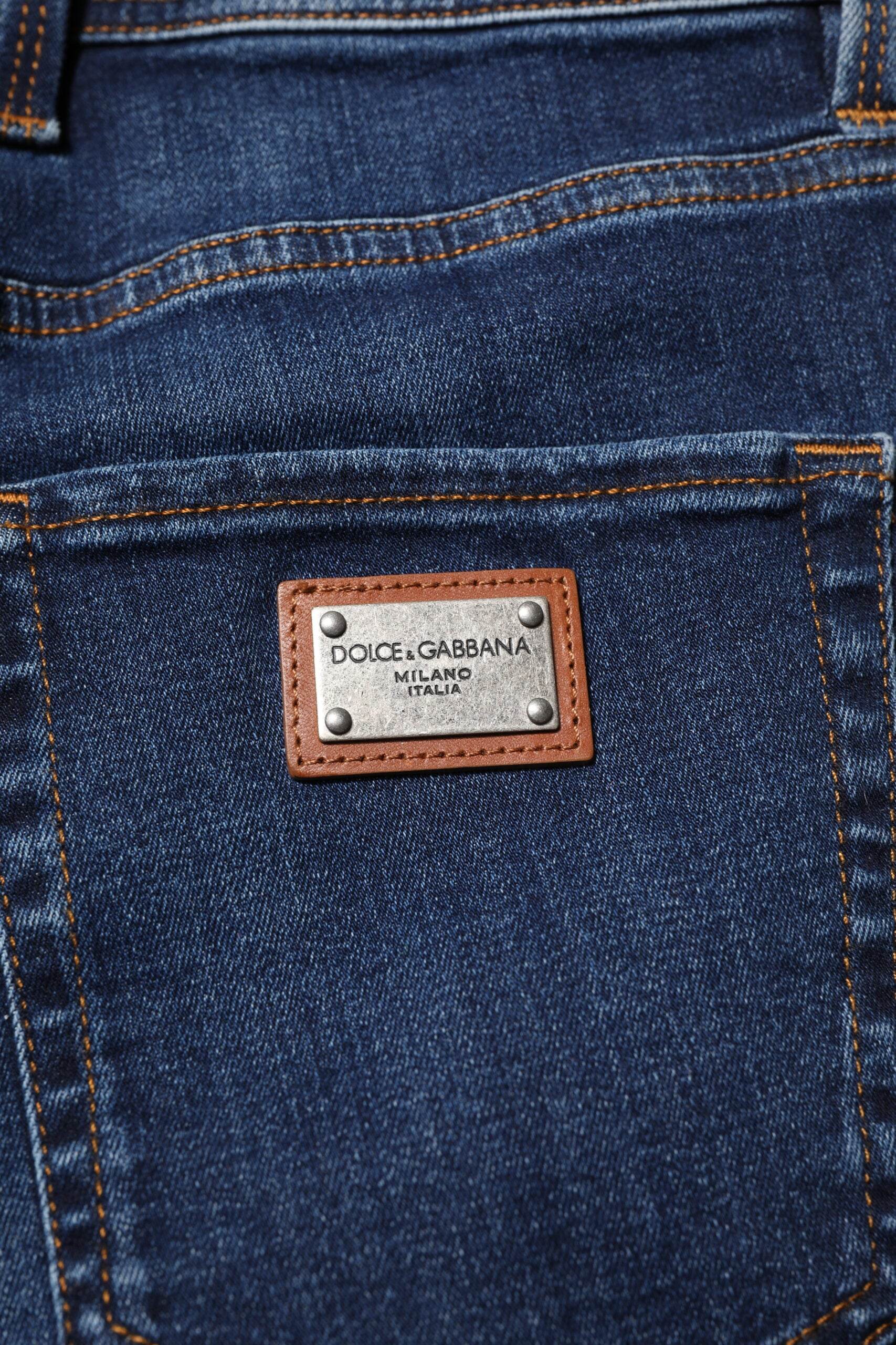 Dolce & Gabbana Dark Blue Cotton Skinny Denim Jeans - Hilstor