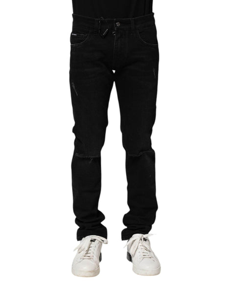 Dolce & Gabbana Black Cotton Skinny Men Denim Jeans - Hilstor
